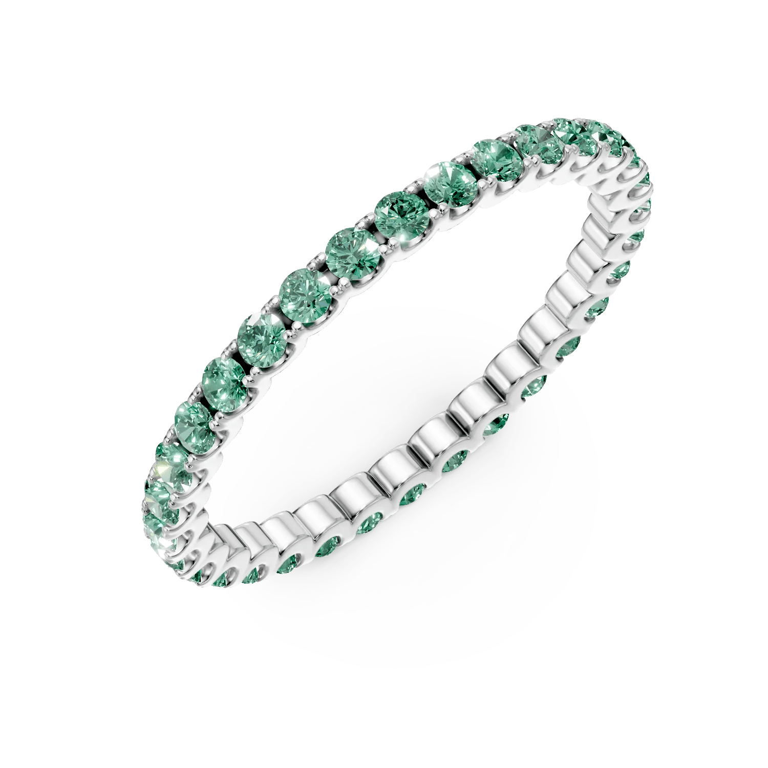 Inel eternity din aur alb cu smaralde de 0.4ct Inel eternity din aur alb cu smaralde de 0.4ct