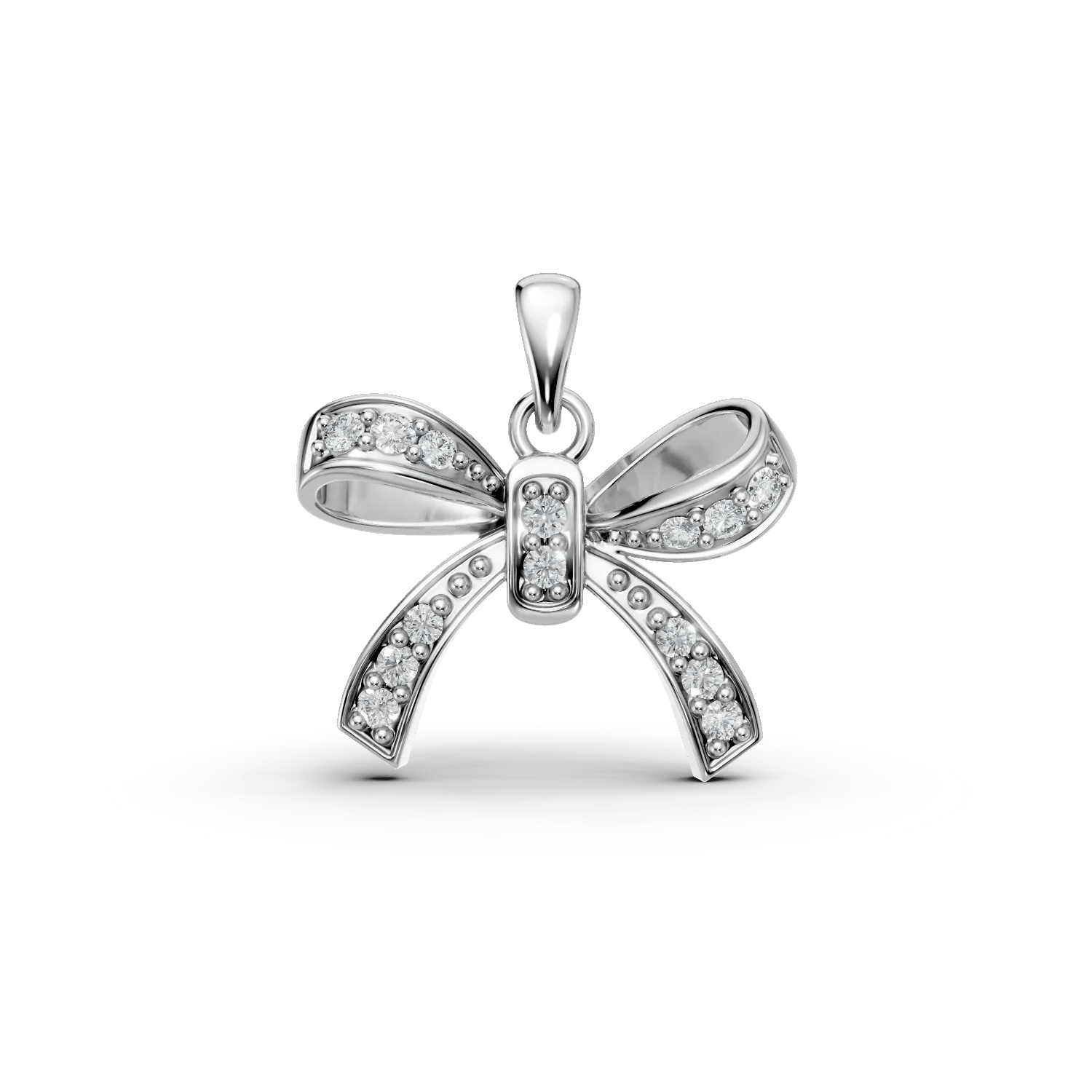 Pandantiv din aur alb cu diamante 0.06ct fundiță Pandantiv din aur alb cu diamante 0.06ct fundiță