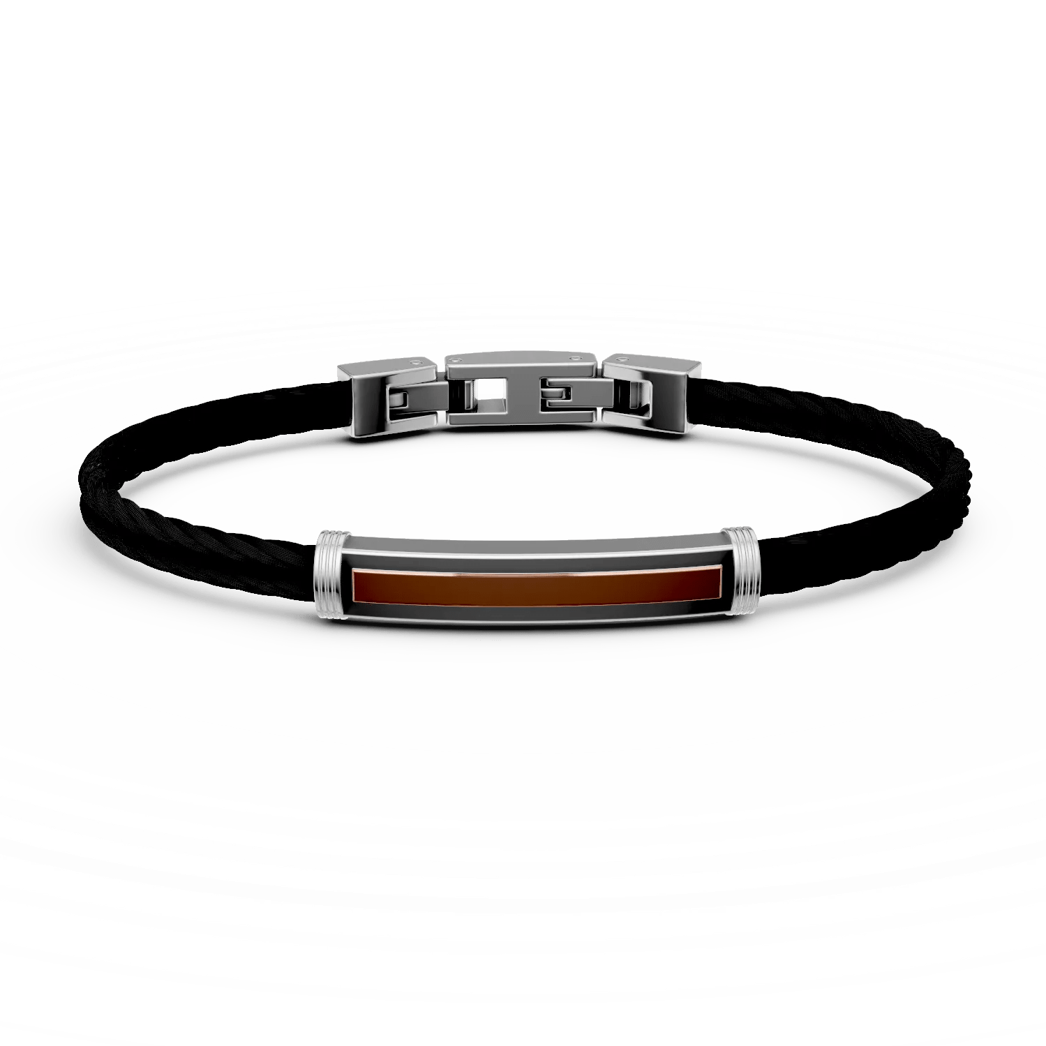 Brățară din oțel alb-negru și aur roz pentru bărbați Brățară din oțel alb-negru și aur roz pentru bărbați