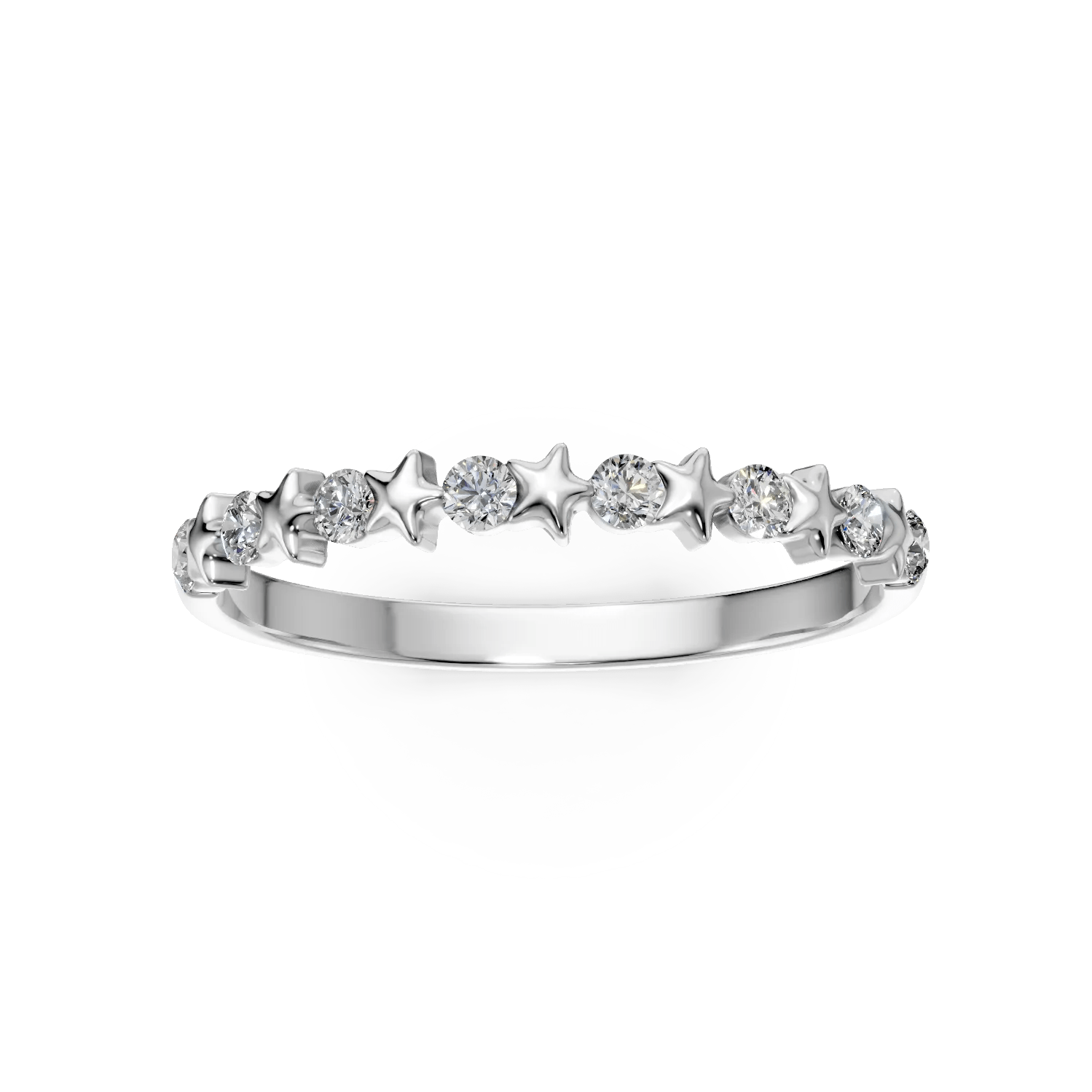 Inel cu stelute din aur alb și diamante Inel cu stelute din aur alb și diamante