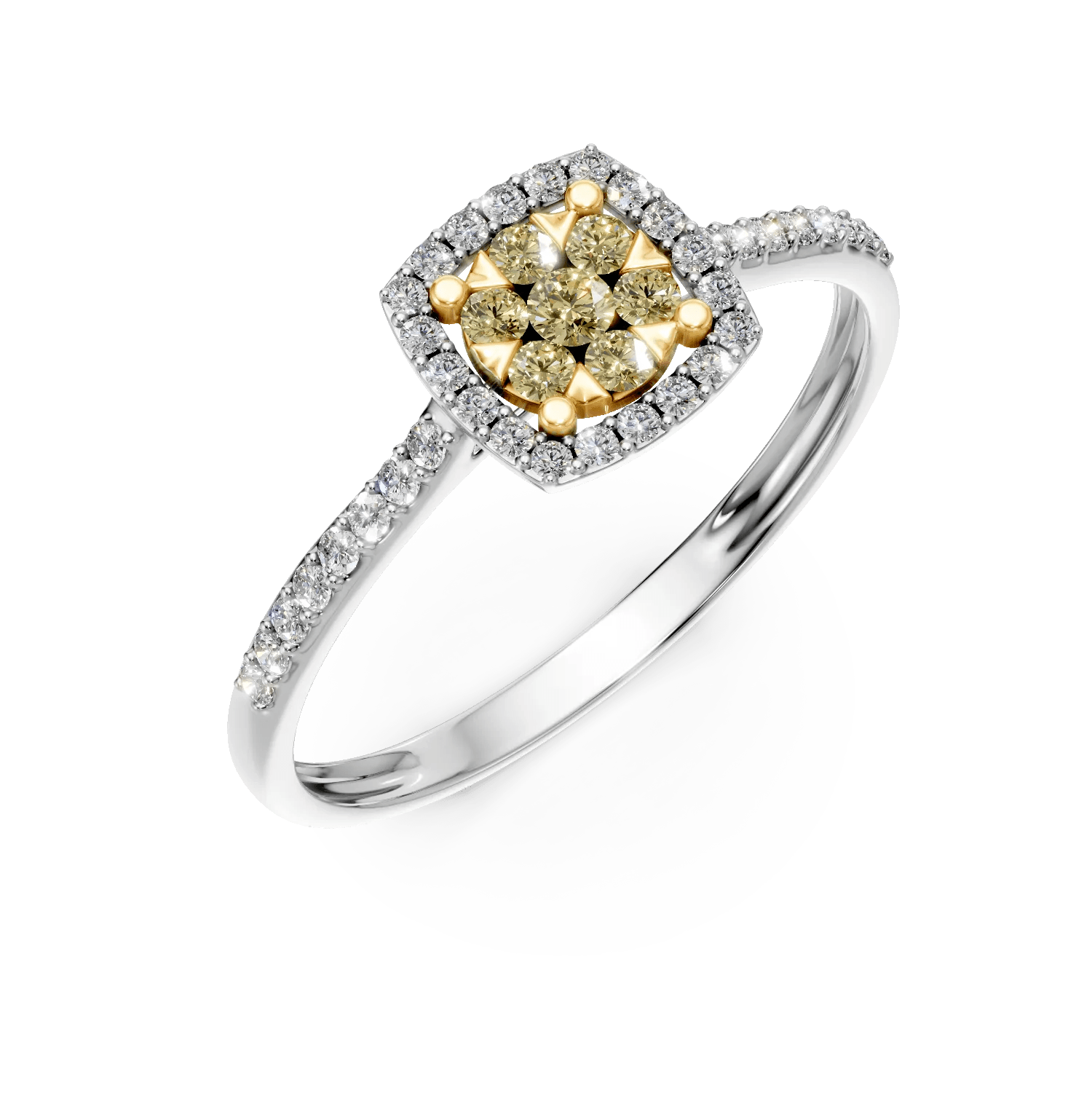 Inel de logodnă din aur alb-galben cu diamante 0.2ct Inel de logodnă din aur alb-galben cu diamante 0.2ct