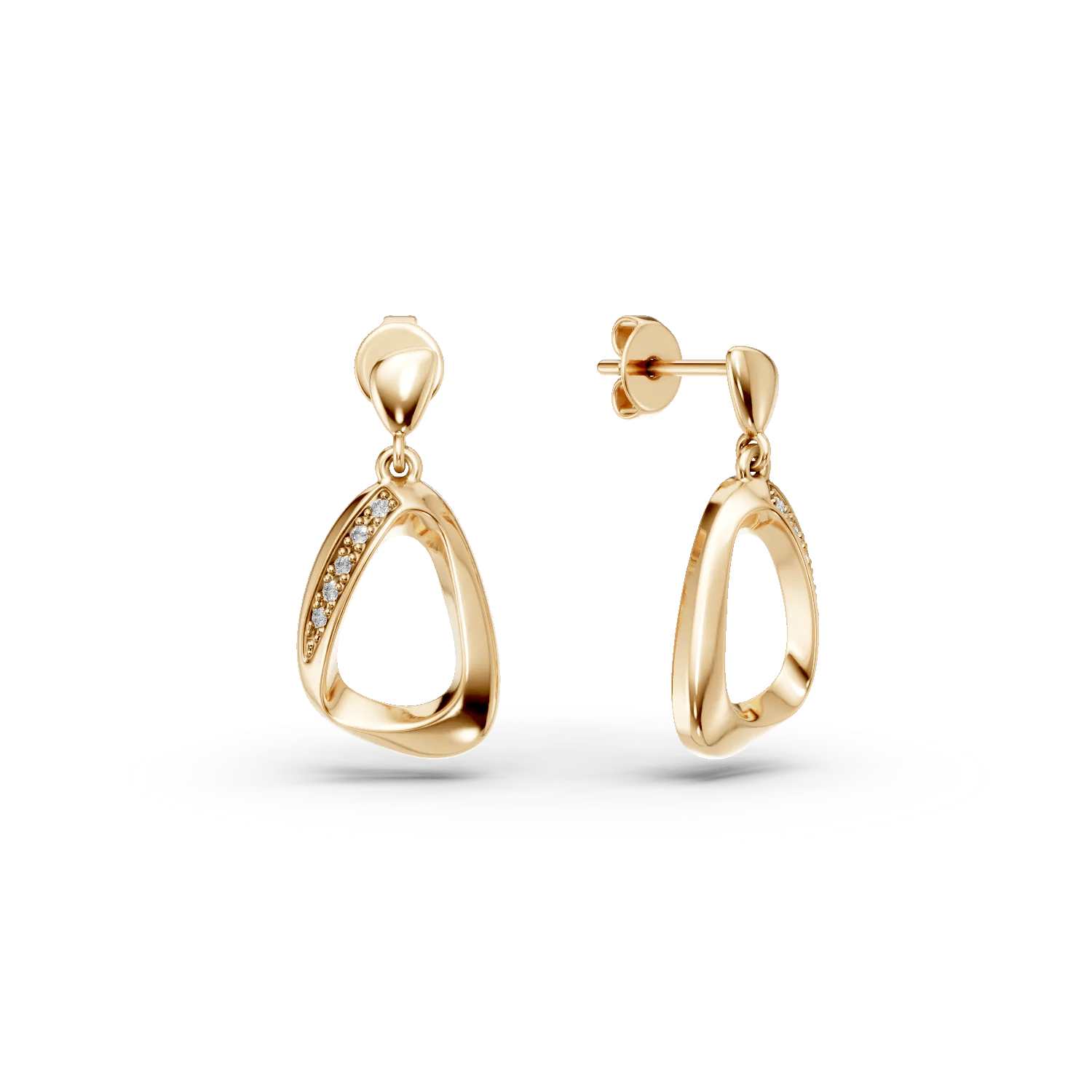 Cercei geometrici din aur galben cu diamante de 0.04ct Cercei geometrici din aur galben cu diamante de 0.04ct