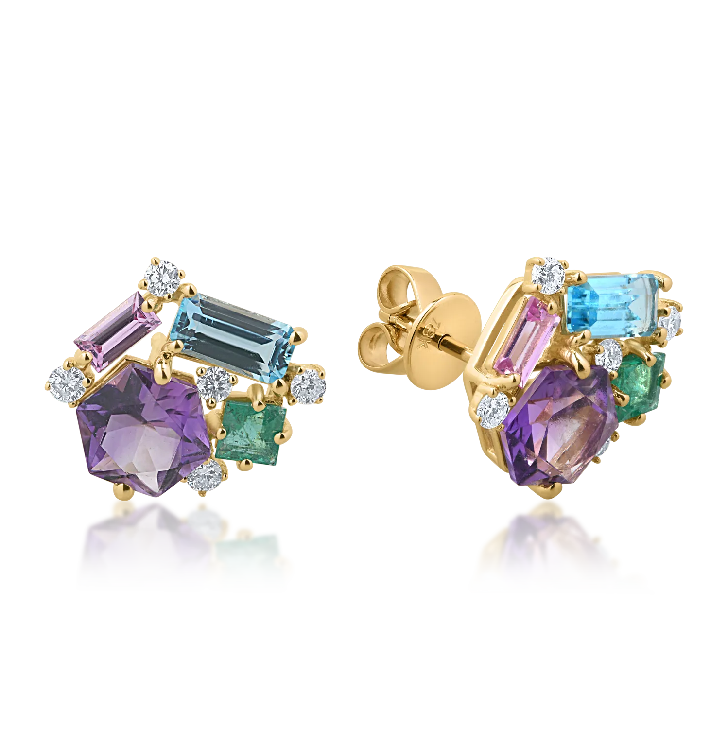 Cercei din aur galben cu pietre de 3.5ct Cercei din aur galben cu pietre de 3.5ct