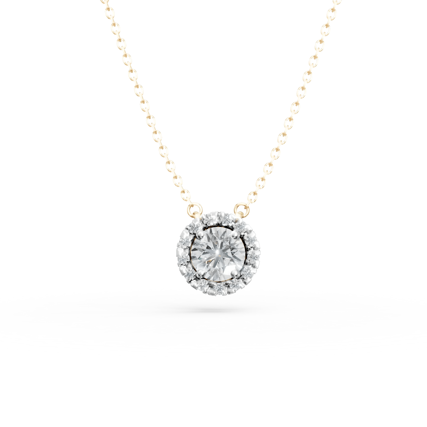 Lanț cu pandantiv rotund din aur galben și diamante de 0.6ct crescute în laborator Lanț cu pandantiv rotund din aur galben și diamante de 0.6ct crescute în laborator