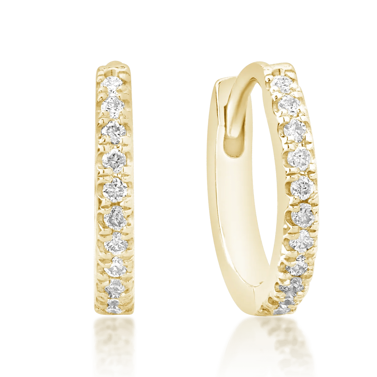 Cercei din aur galben cu diamante de 0.08ct pentru copii Cercei din aur galben cu diamante de 0.08ct pentru copii