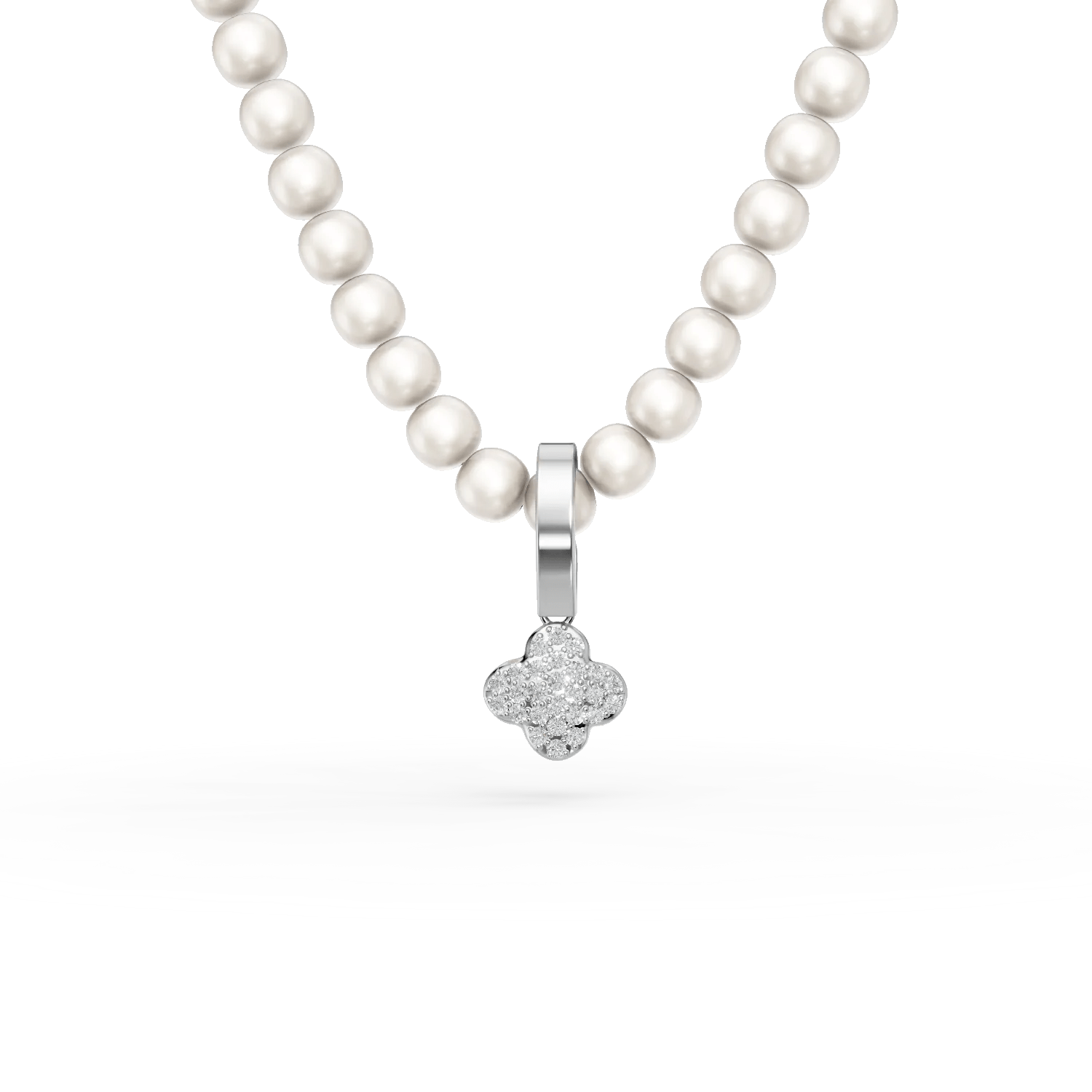 Brățară din aur alb cu perle de cultură 43ct și diamante 0.1ct Brățară din aur alb cu perle de cultură 43ct și diamante 0.1ct