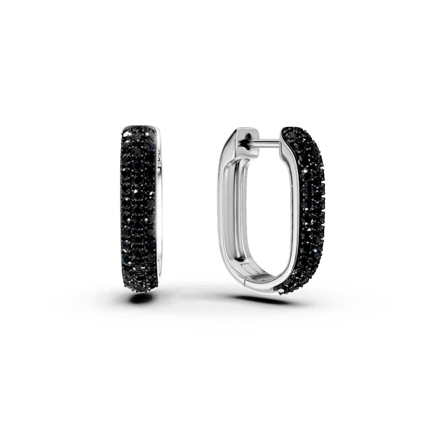 Cercei hoop din aur alb cu diamante negre 0.6ct Cercei hoop din aur alb cu diamante negre 0.6ct