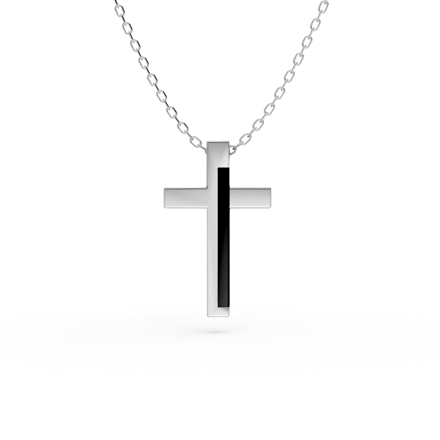 Lanț cu pandantiv cruce din argint și agat negru 0.6ct pentru bărbați Lanț cu pandantiv cruce din argint și agat negru 0.6ct pentru bărbați