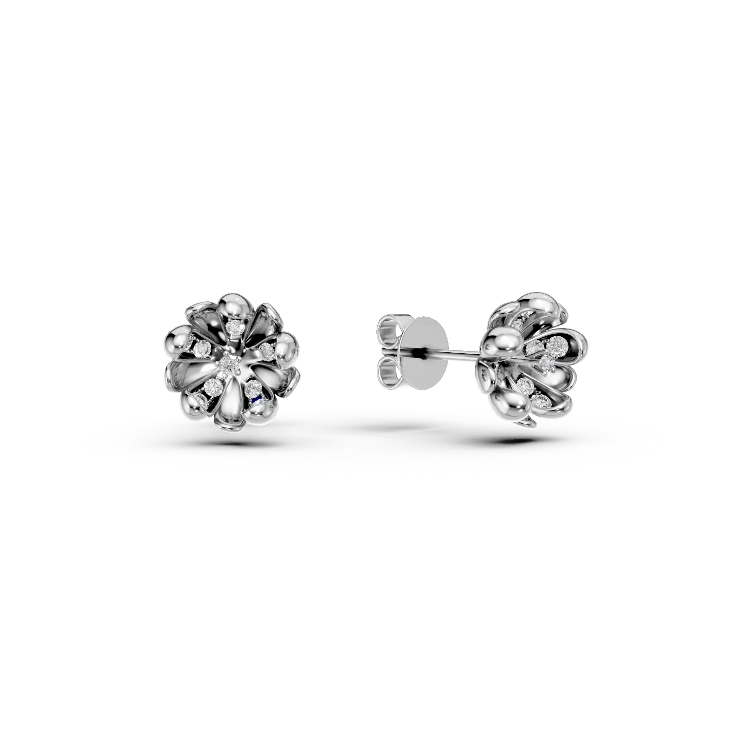 Cercei flori de tei din aur alb cu diamante de 0.16ct – Teilor Cercei flori de tei din aur alb cu diamante de 0.16ct – Teilor