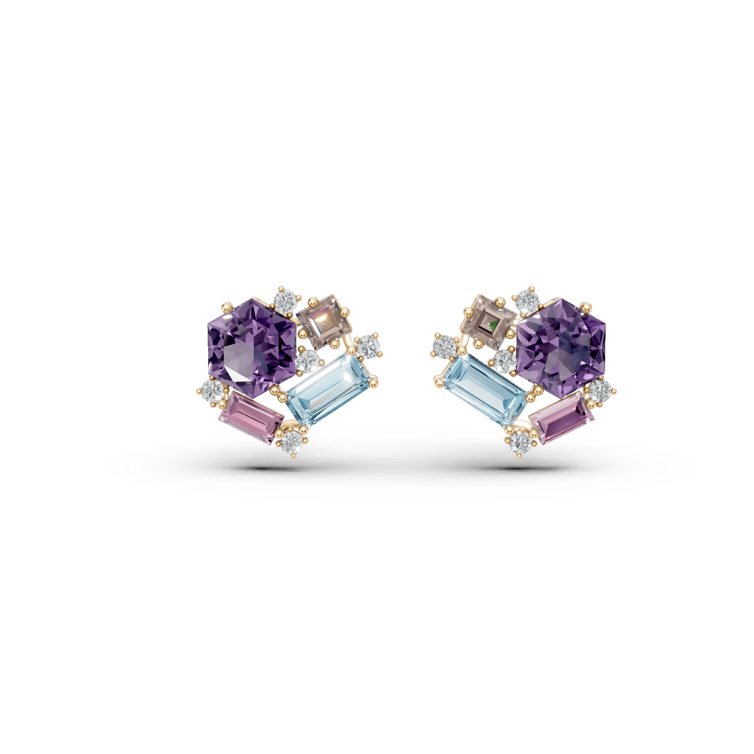 Cercei aur galben cu pietre 3.5ct Cercei aur galben cu pietre 3.5ct