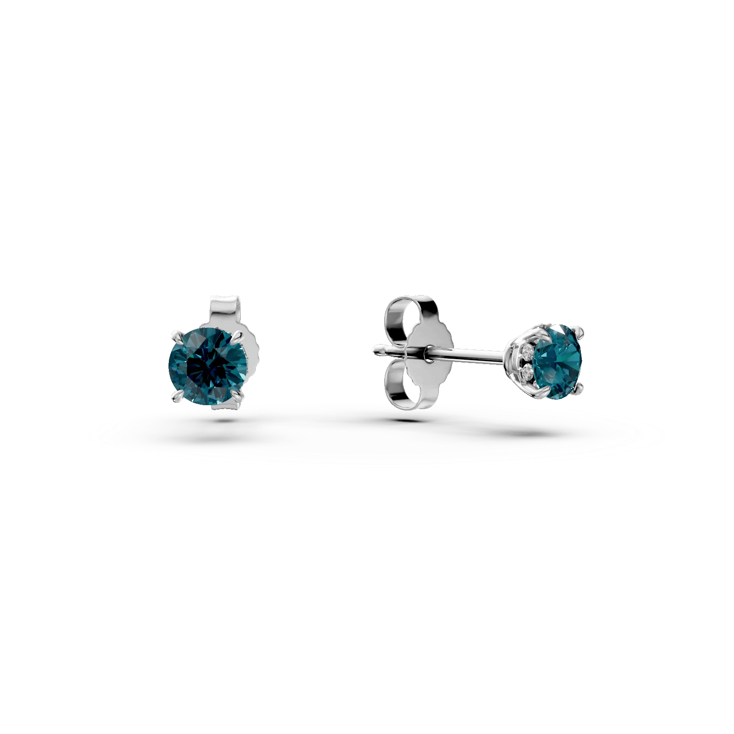 Cercei stud din aur alb cu diamante albastre și incolore de 0.5ct – Teilor Cercei stud din aur alb cu diamante albastre și incolore de 0.5ct – Teilor