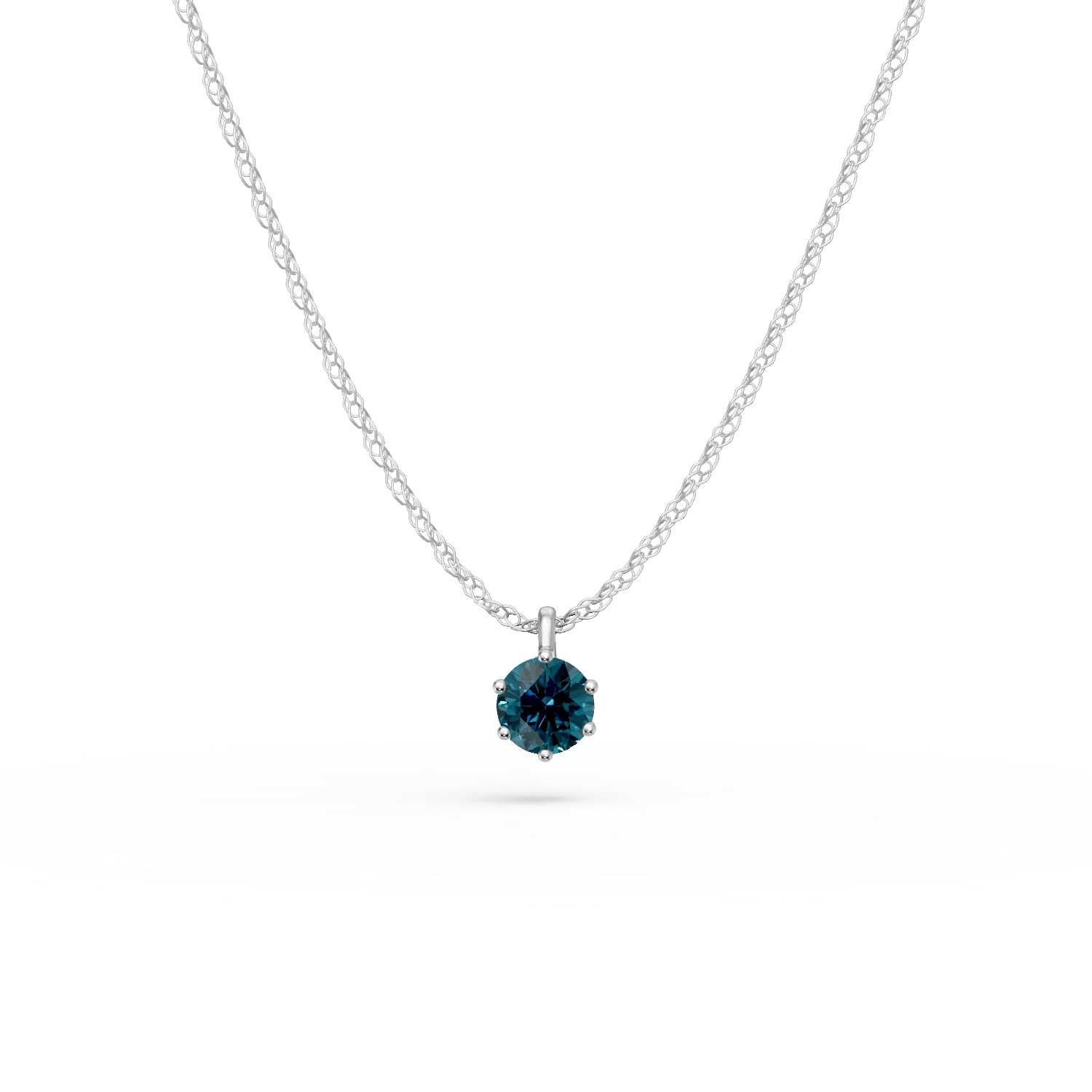 Lant cu pandantiv din aur alb cu diamant albastru de 0.3ct Lant cu pandantiv din aur alb cu diamant albastru de 0.3ct