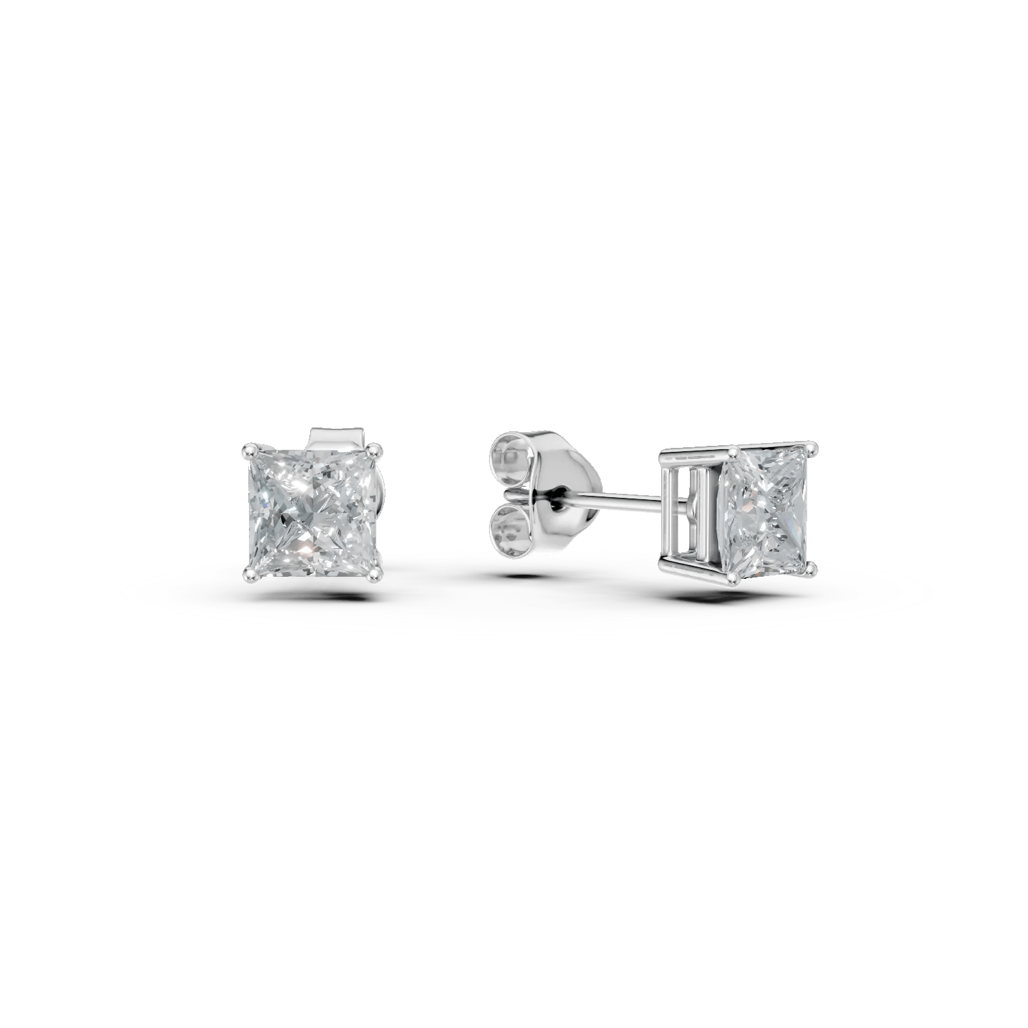 Cercei din aur alb cu diamante de laborator solitaire princess 3ct Cercei din aur alb cu diamante de laborator solitaire princess 3ct