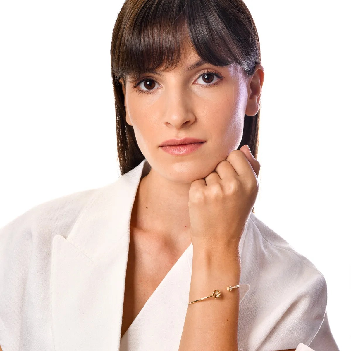 Brățară flori de tei din aur galben cu diamante Brățară flori de tei din aur galben cu diamante