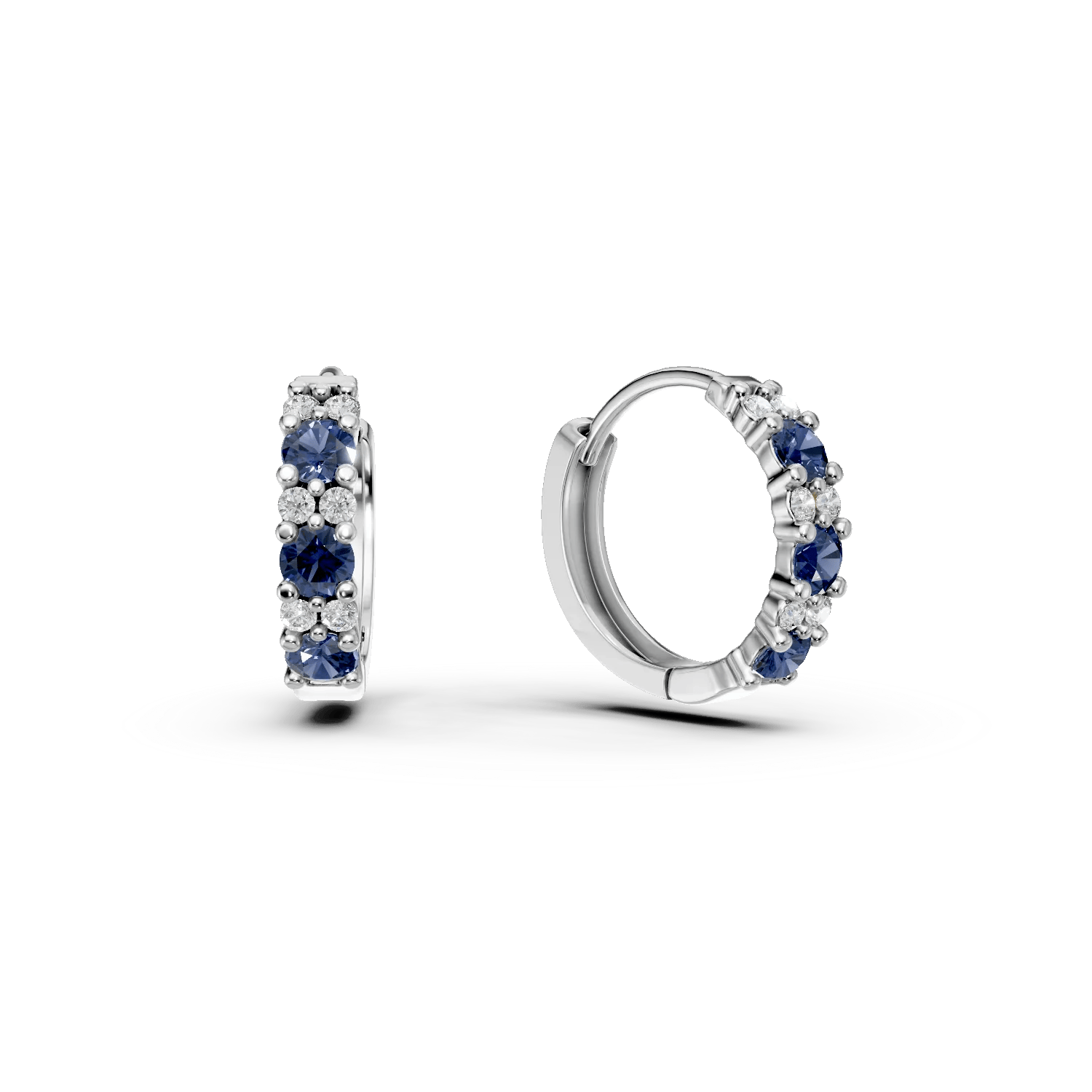 Cercei creole aur alb cu safire de 0.4ct și diamante de 0.09ct – Teilor Cercei creole aur alb cu safire de 0.4ct și diamante de 0.09ct – Teilor