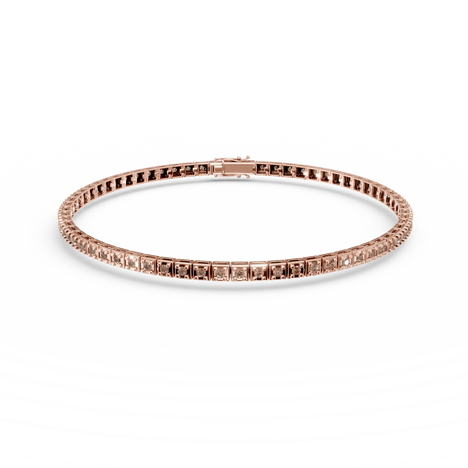 Brățară tennis din aur roz cu diamante maro de 0.8ct Brățară tennis din aur roz cu diamante maro de 0.8ct