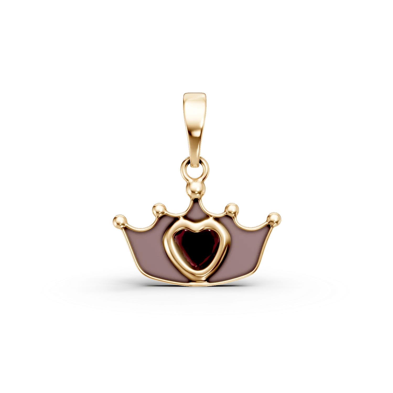 Pandantiv coroana din aur galben cu granat heart 0.1ct pentru copii – Teilor Pandantiv coroana din aur galben cu granat heart 0.1ct pentru copii – Teilor