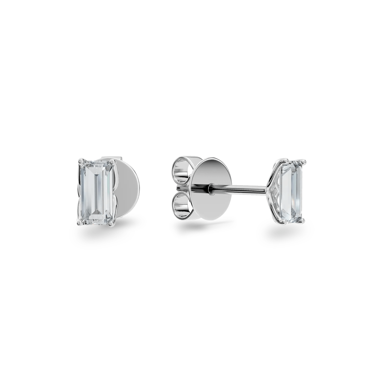 Cercei lotus din aur alb cu diamante de 1.04ct, tăietură emerald, create în laborator Cercei lotus din aur alb cu diamante de 1.04ct, tăietură emerald, create în laborator