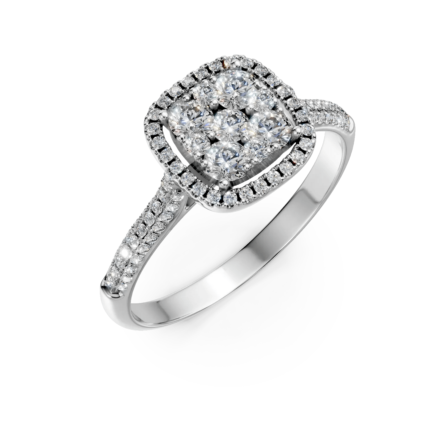 Inel de logodnă din aur alb cu diamante microsetting de 0.6ct Inel de logodnă din aur alb cu diamante microsetting de 0.6ct