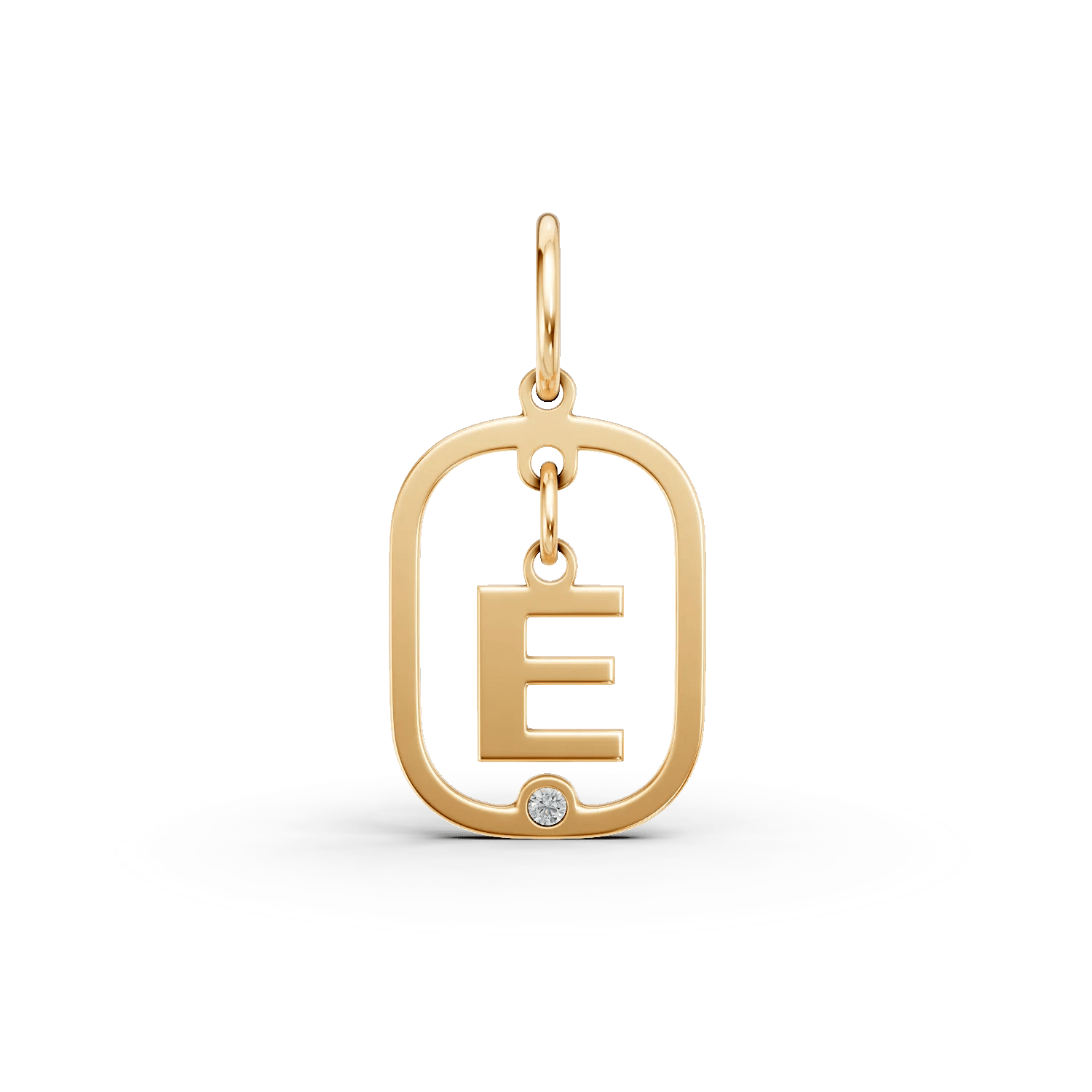 Pandantiv din aur galben cu iniţiala e şi diamant 0.005ct Pandantiv din aur galben cu iniţiala e şi diamant 0.005ct