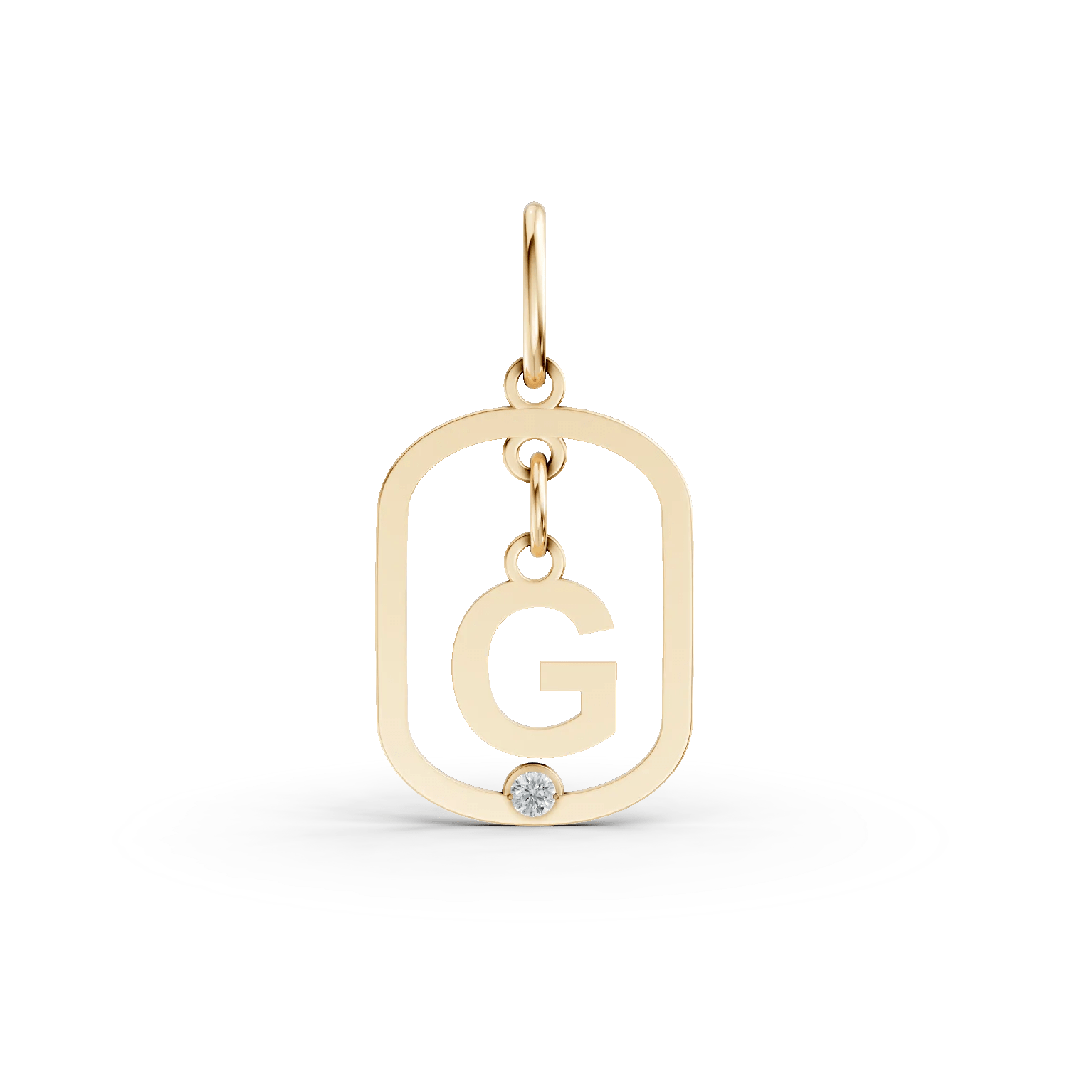Pandantiv aur galben cu diamant de 0.005ct și inițiala g Pandantiv aur galben cu diamant de 0.005ct și inițiala g
