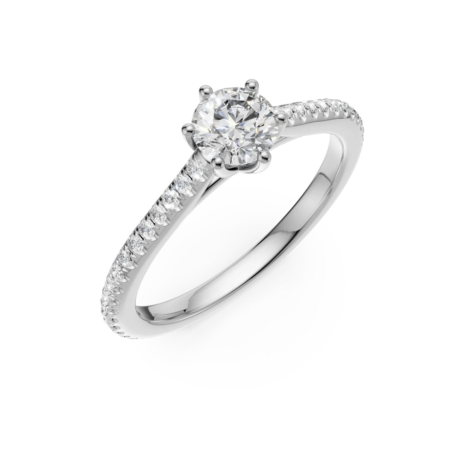 Inel de logodnă din aur alb cu diamant de 0.4ct și diamante de 0.1ct Inel de logodnă din aur alb cu diamant de 0.4ct și diamante de 0.1ct