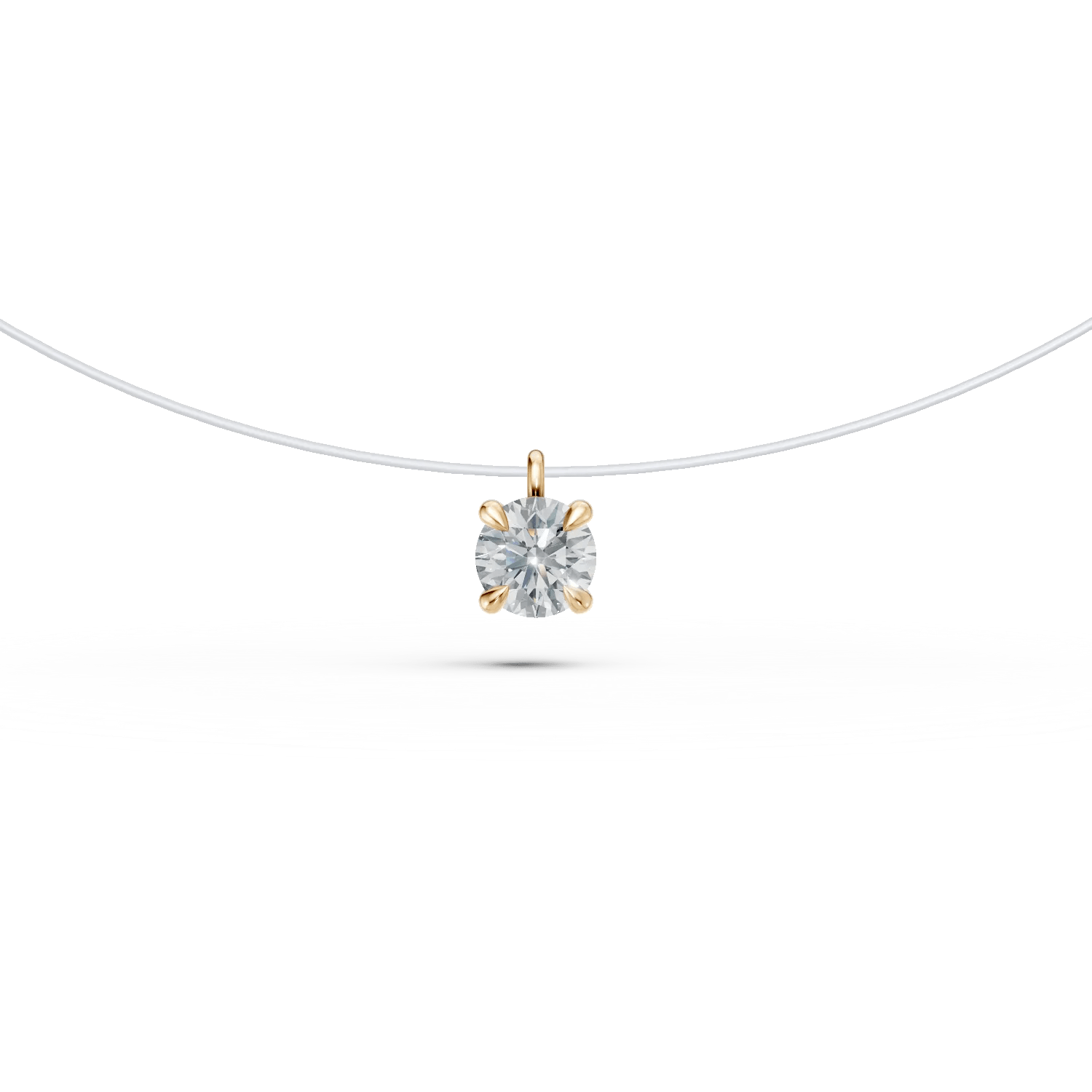 Lănțișor cu fir transparent și pandantiv din aur galben cu diamant solitaire de 0.2ct Lănțișor cu fir transparent și pandantiv din aur galben cu diamant solitaire de 0.2ct