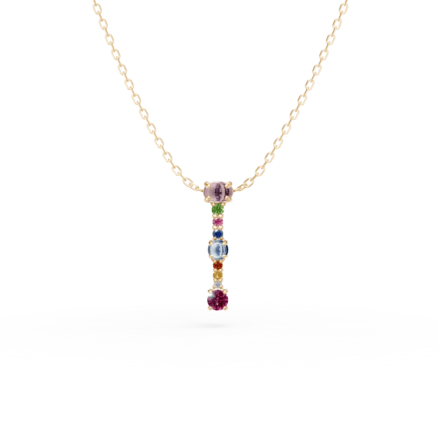 Lanț cu pandantiv din aur galben cu inițiala i și pietre prețioase de 0.6ct Lanț cu pandantiv din aur galben cu inițiala i și pietre prețioase de 0.6ct