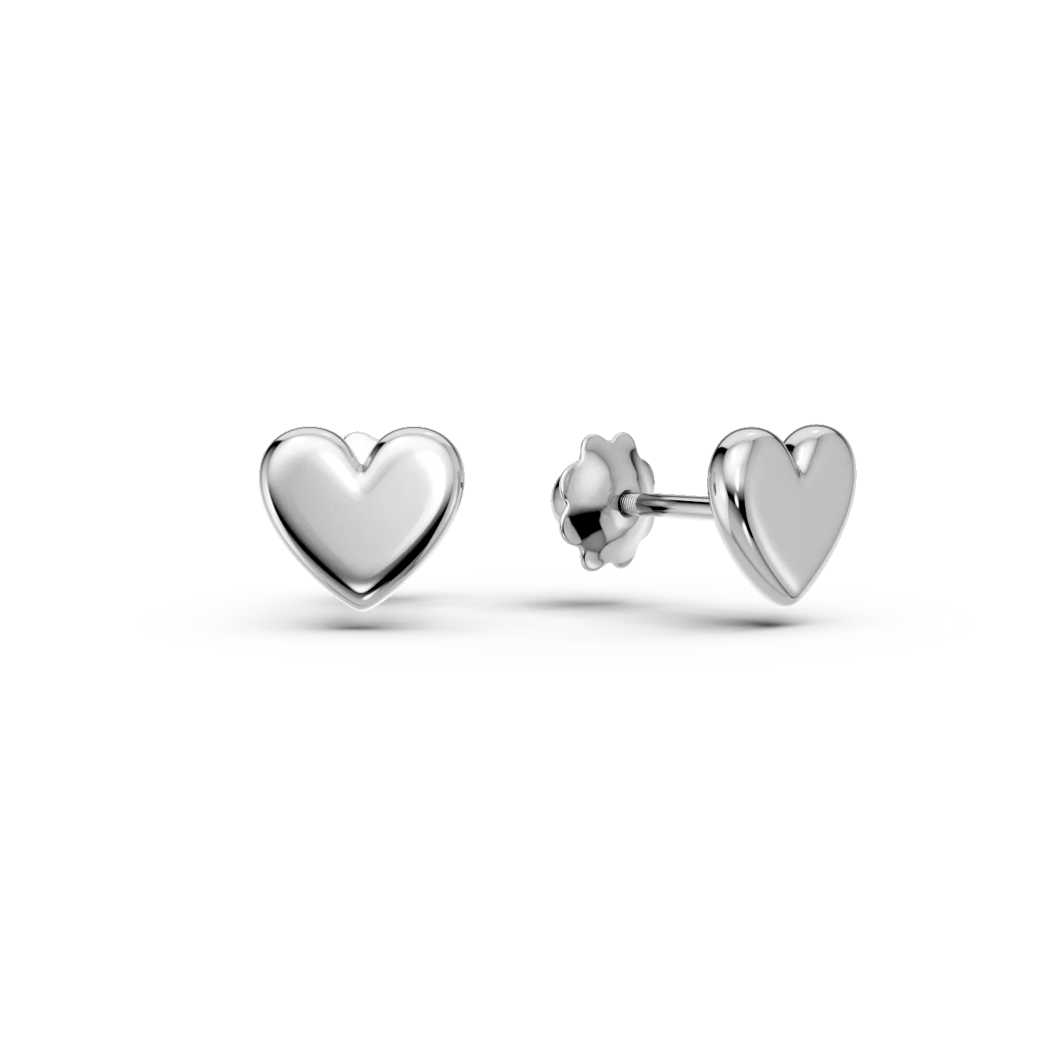 Cercei pentru copii din aur alb, model inimioară Cercei pentru copii din aur alb, model inimioară