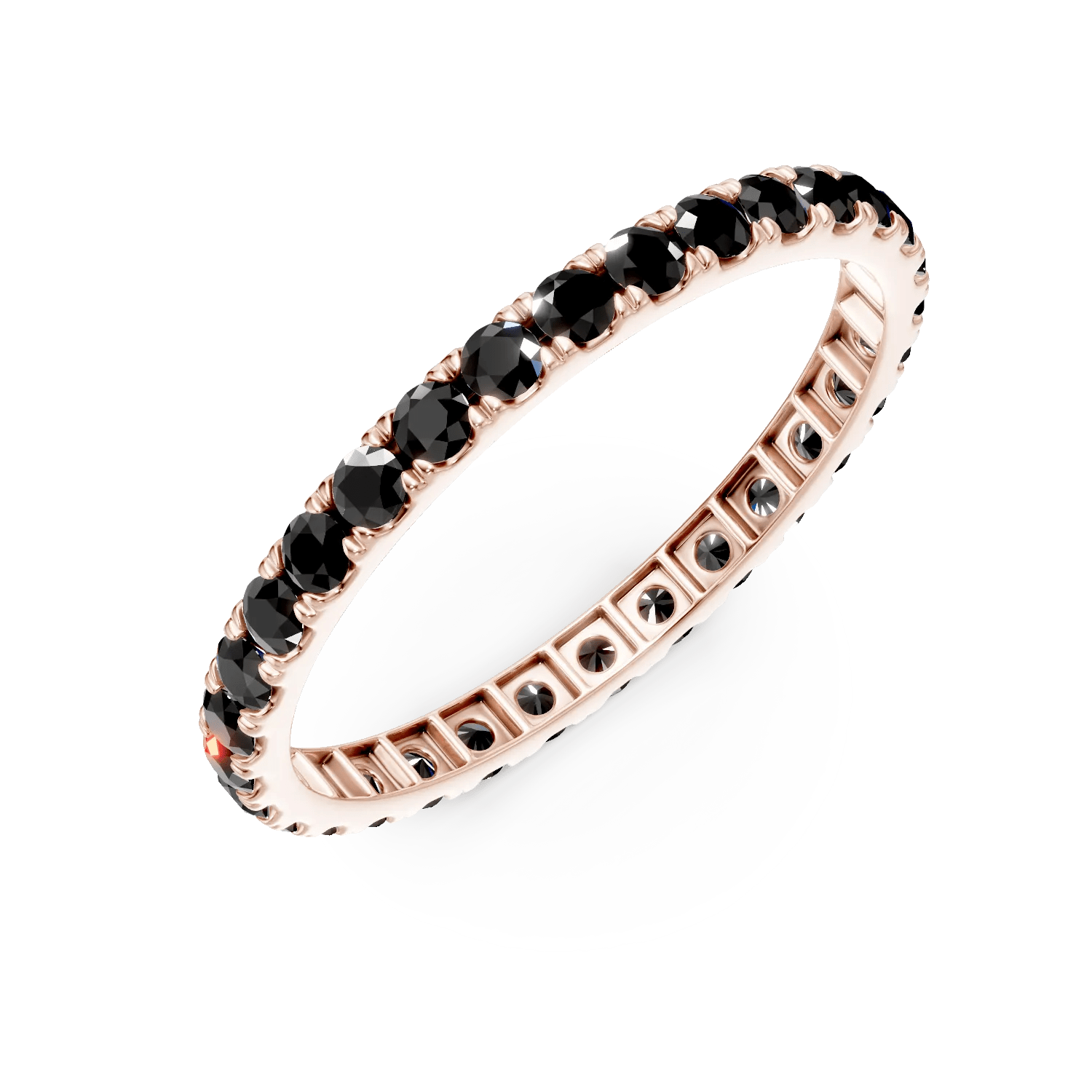 Inel eternity din aur roz cu diamante negre de 0.94ct Inel eternity din aur roz cu diamante negre de 0.94ct