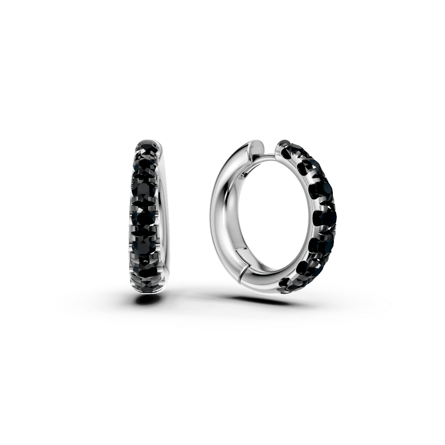 Cercei rotunzi din aur alb cu diamante negre de 0.67ct – Teilor Cercei rotunzi din aur alb cu diamante negre de 0.67ct – Teilor