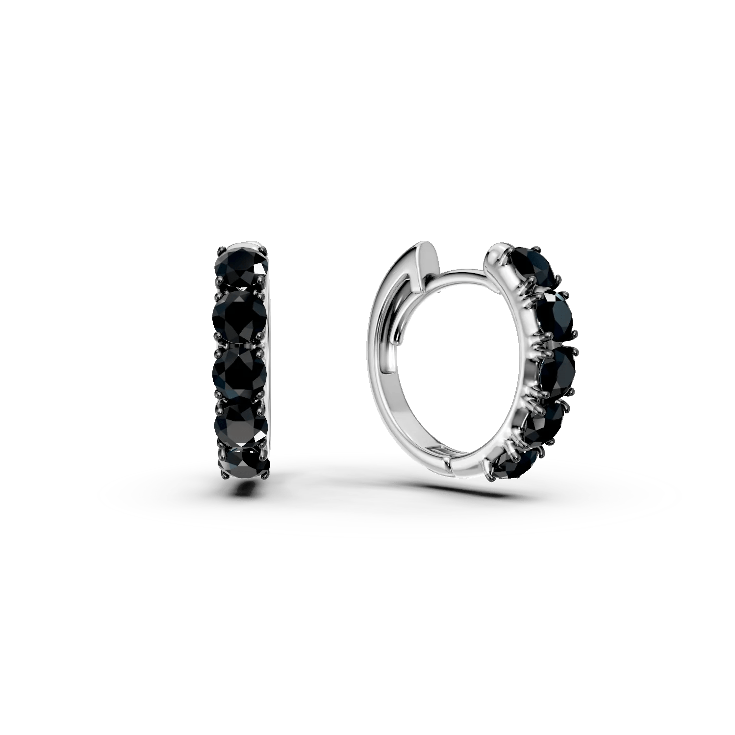 Cercei rotunzi din aur alb cu diamante negre de 1.22ct Cercei rotunzi din aur alb cu diamante negre de 1.22ct