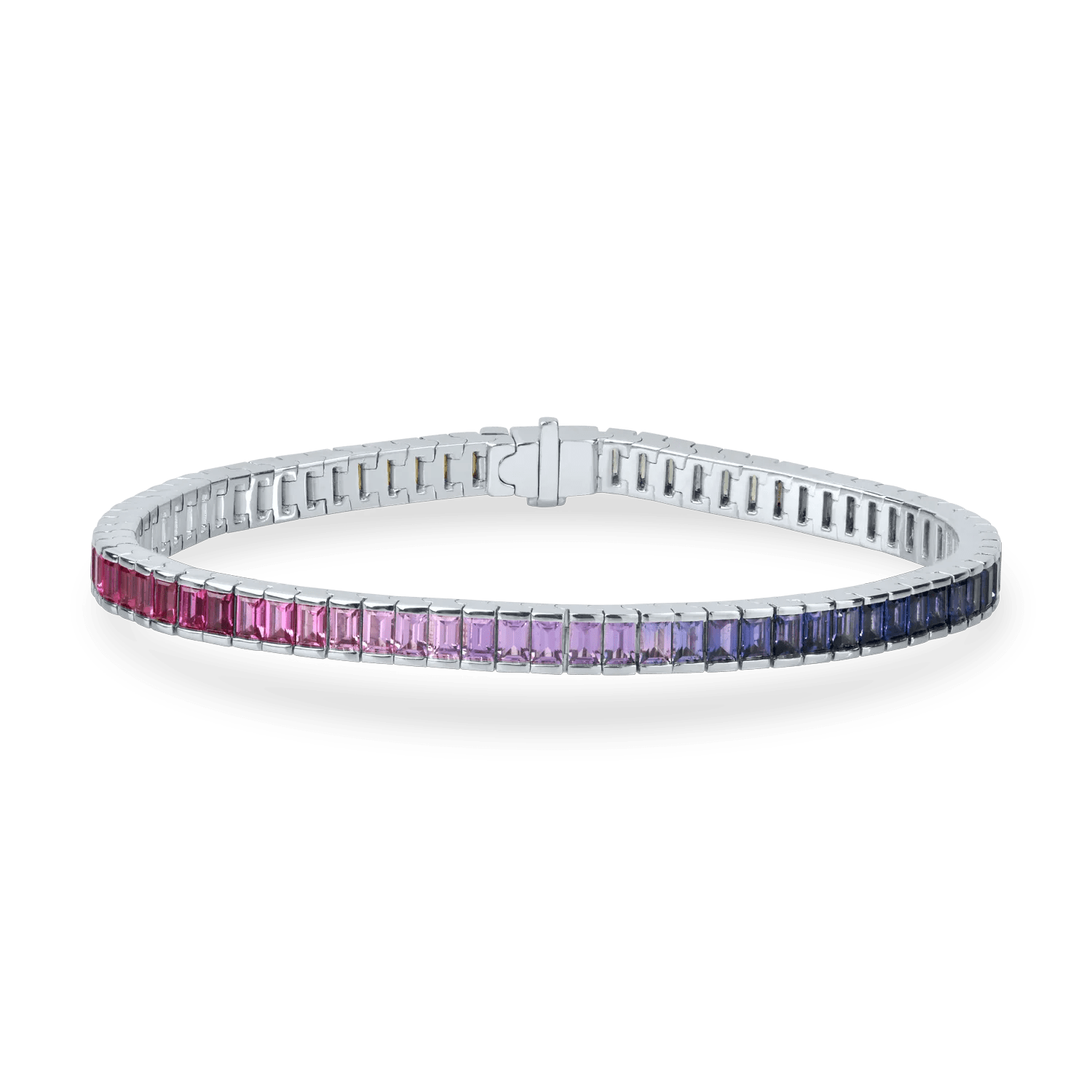 Brățară tennis din aur alb cu safire multicolore de 6.91ct Brățară tennis din aur alb cu safire multicolore de 6.91ct