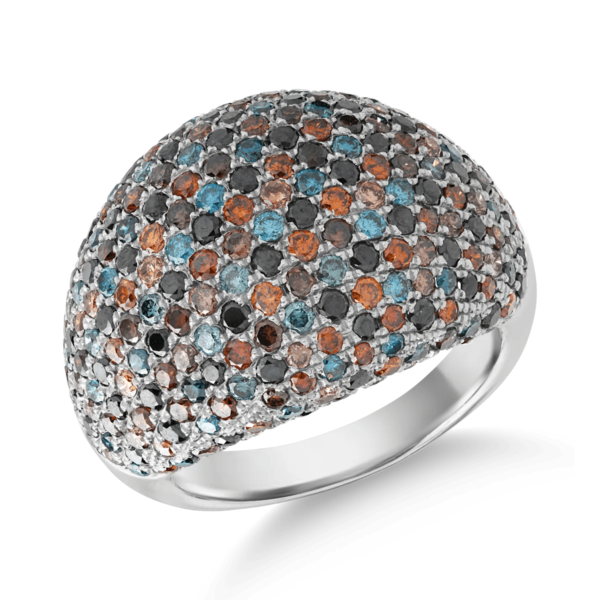 Inel din aur alb cu diamante multicolore de 4.08ct Inel din aur alb cu diamante multicolore de 4.08ct