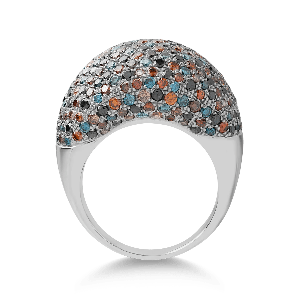 Inel din aur alb cu diamante multicolore | bijuterii Inel din aur alb cu diamante multicolore | bijuterii