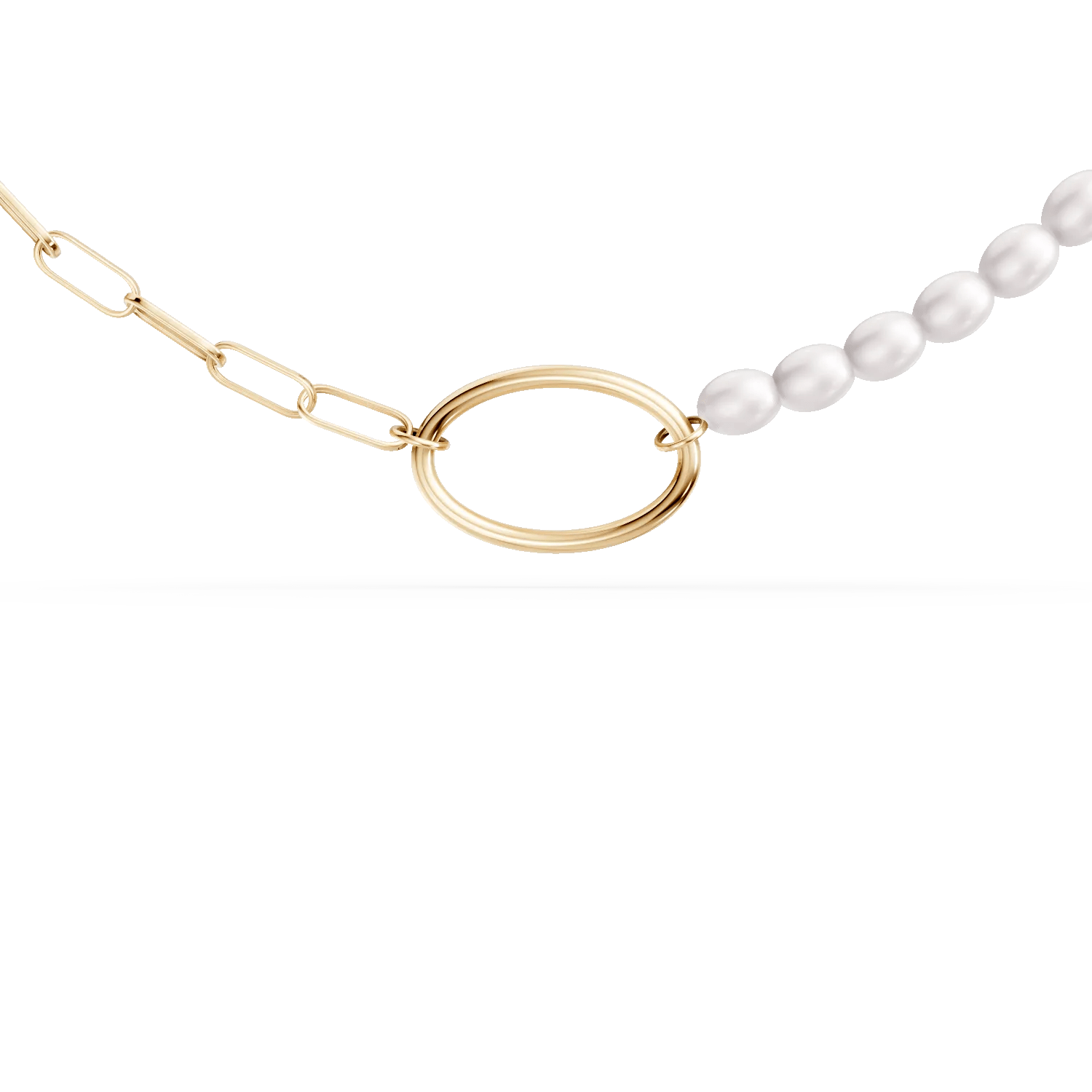 Colier cu zale din aur galben și perle naturale Colier cu zale din aur galben și perle naturale