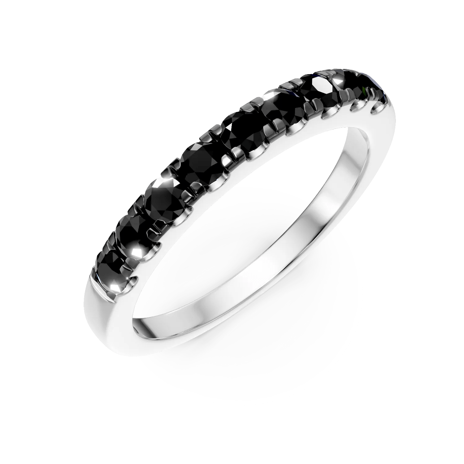 Inel semi eternity cu diamante negre de 0.92ct și aur alb Inel semi eternity cu diamante negre de 0.92ct și aur alb