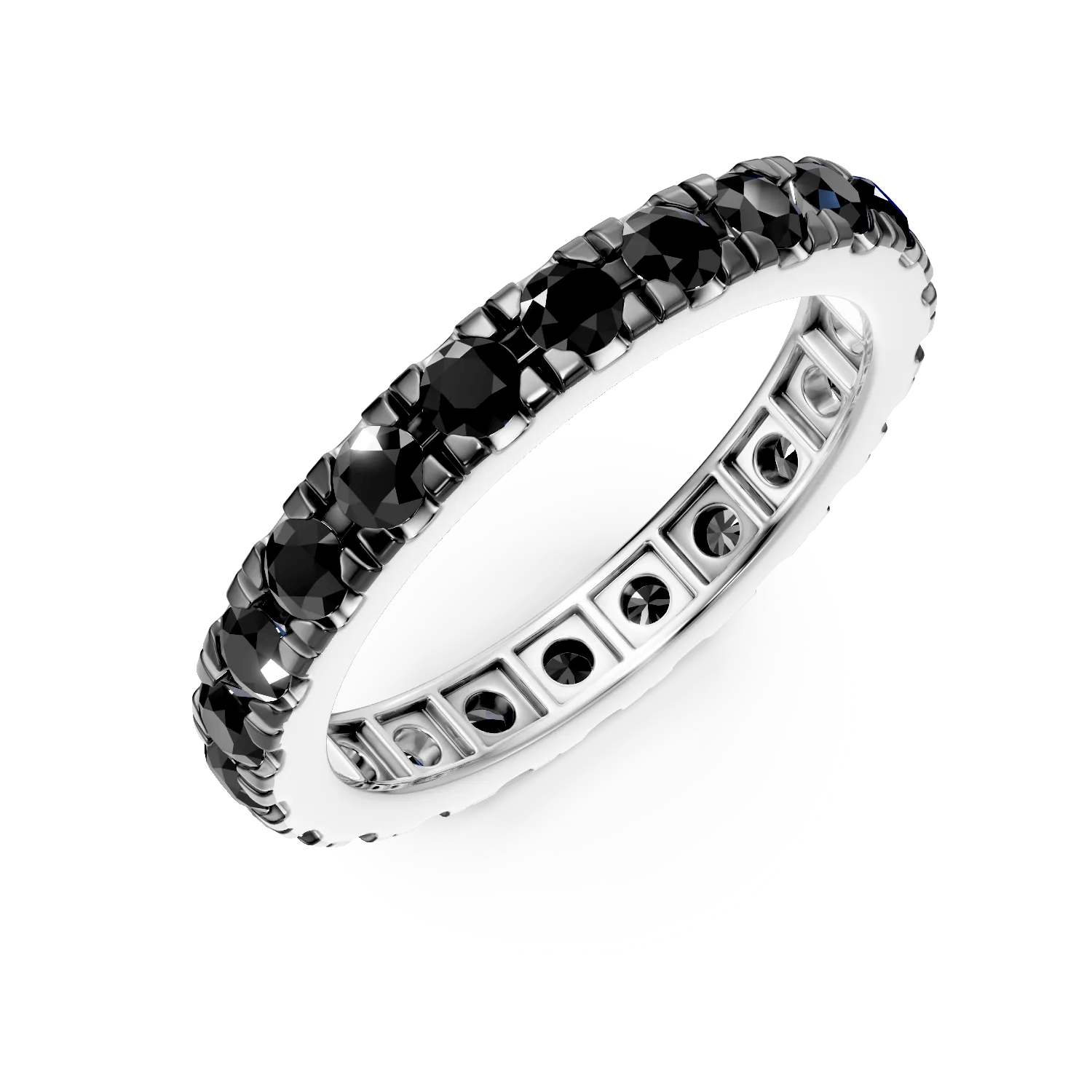 Inel eternity din aur alb cu diamante negre de 1.78ct Inel eternity din aur alb cu diamante negre de 1.78ct
