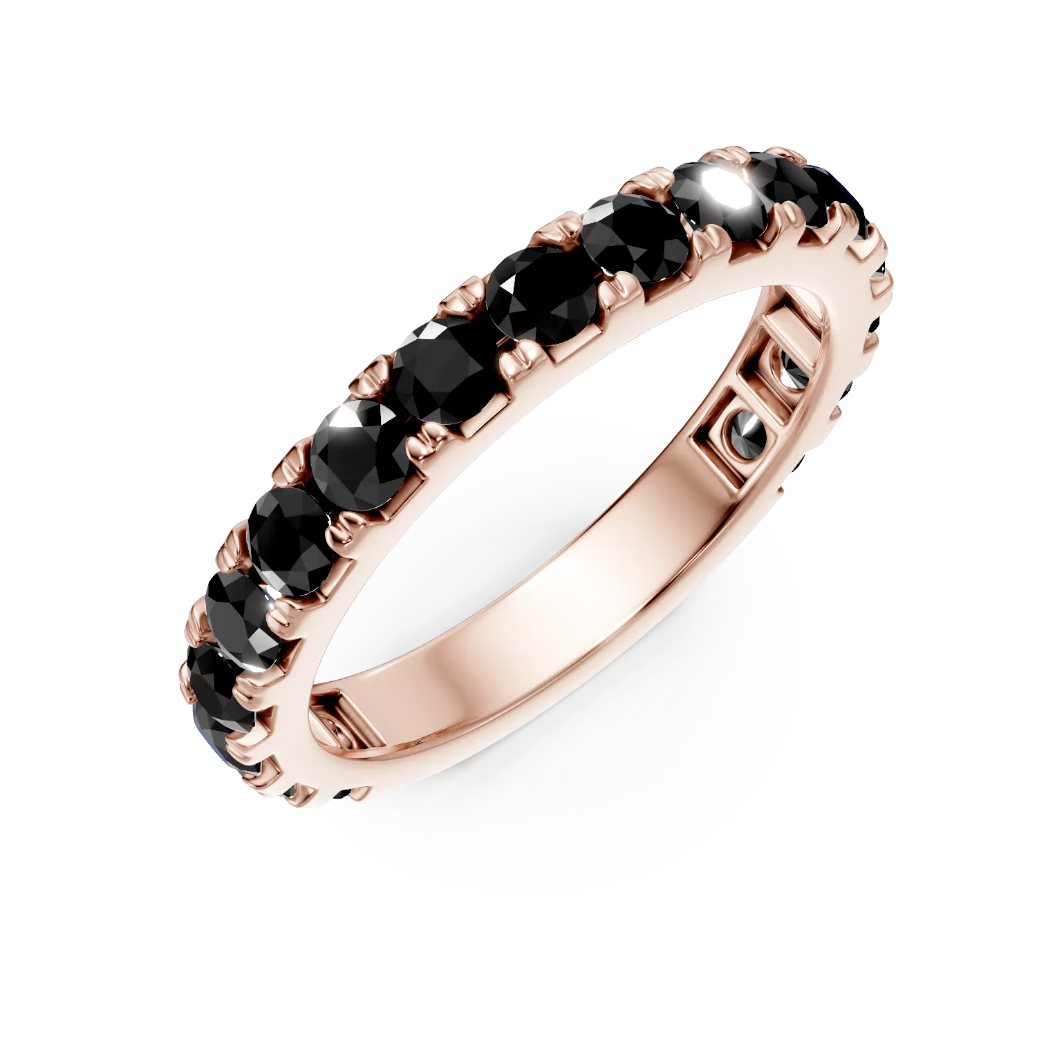 Inel din aur alb cu diamante negre de 1.3ct, stil semi eternity Inel din aur alb cu diamante negre de 1.3ct, stil semi eternity