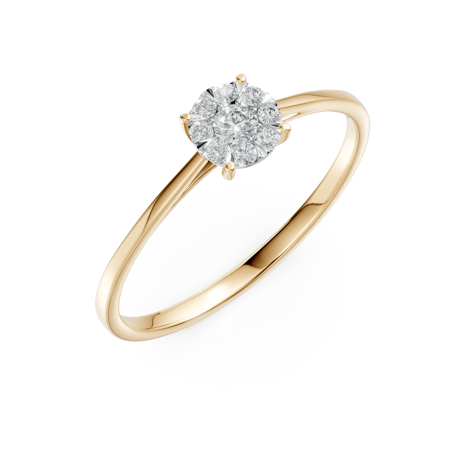 Inel de logodnă din aur galben cu diamante de 0.1ct Inel de logodnă din aur galben cu diamante de 0.1ct