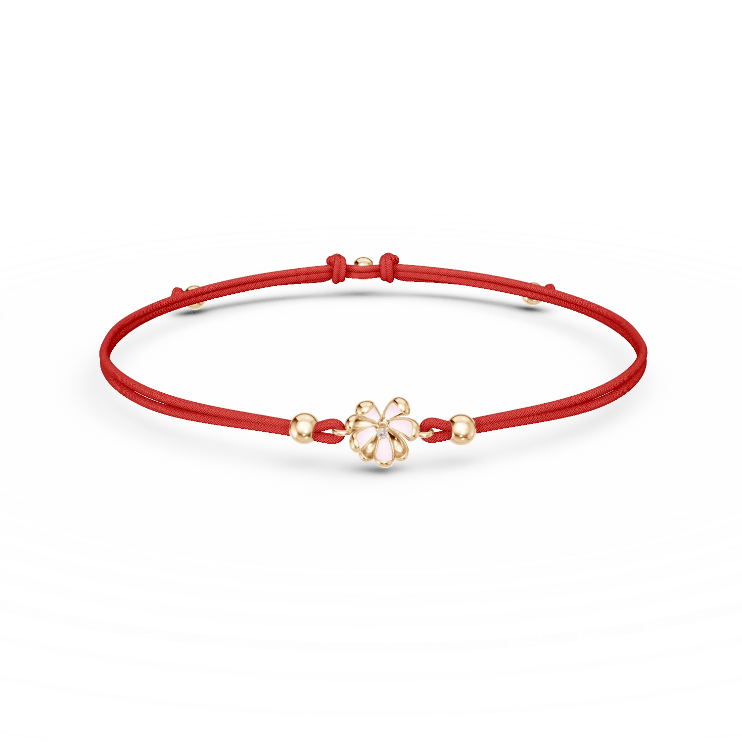Brățară cu șnur flori de tei din aur galben cu diamant de 0.01ct pentru copii – Teilor Brățară cu șnur flori de tei din aur galben cu diamant de 0.01ct pentru copii – Teilor