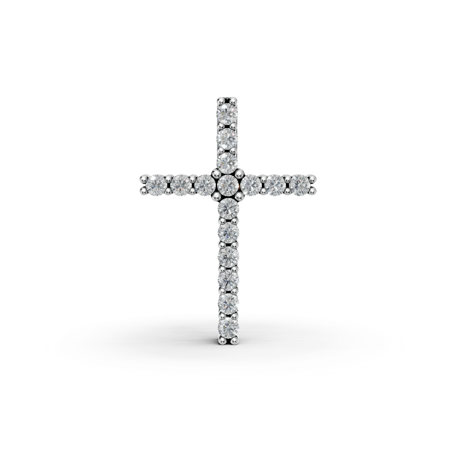 Pandantiv cruce din aur alb cu diamante de 0.1ct Pandantiv cruce din aur alb cu diamante de 0.1ct