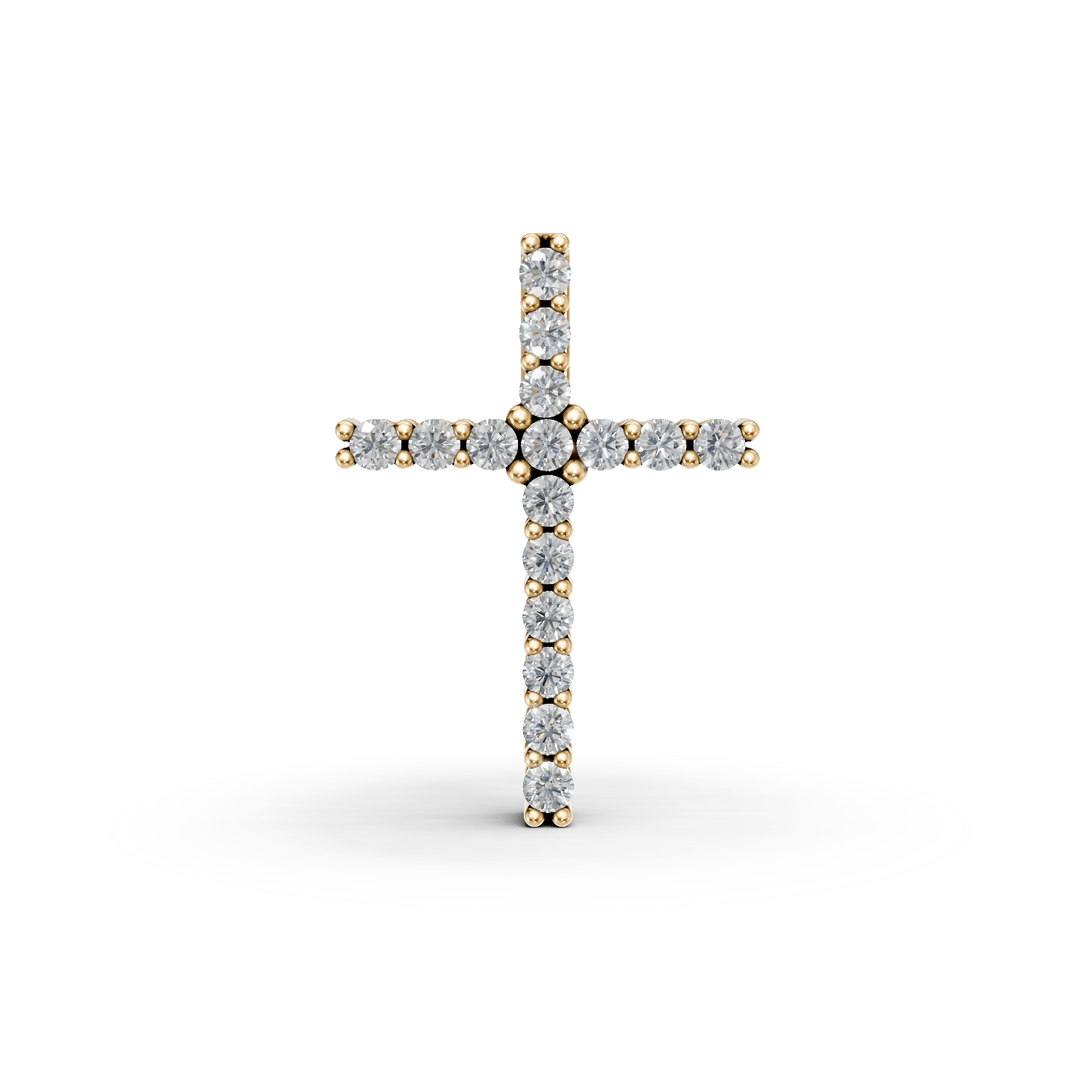 Pandantiv cruce din aur galben cu diamante de 0.1ct Pandantiv cruce din aur galben cu diamante de 0.1ct