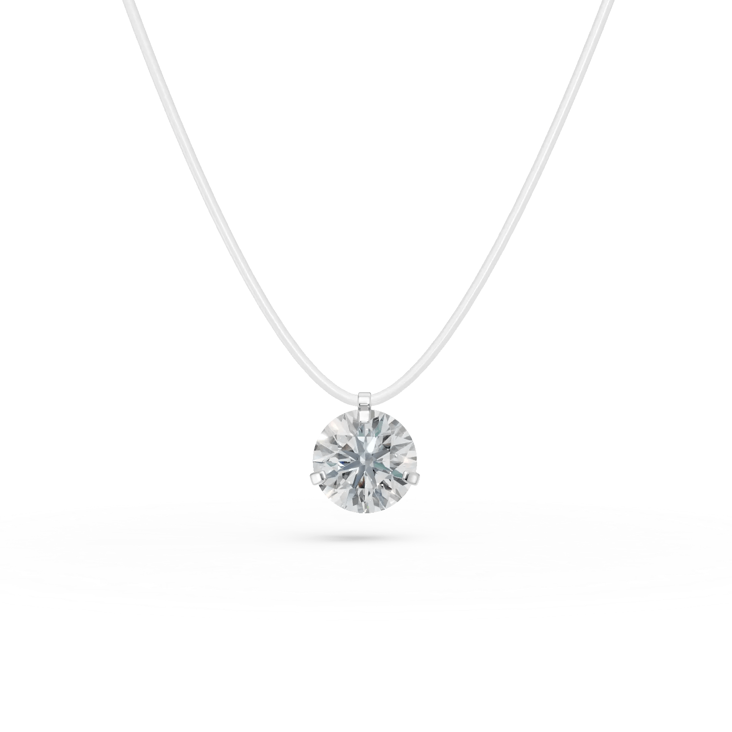 Lanț fir transparent cu pandantiv din aur alb și zirconia Lanț fir transparent cu pandantiv din aur alb și zirconia