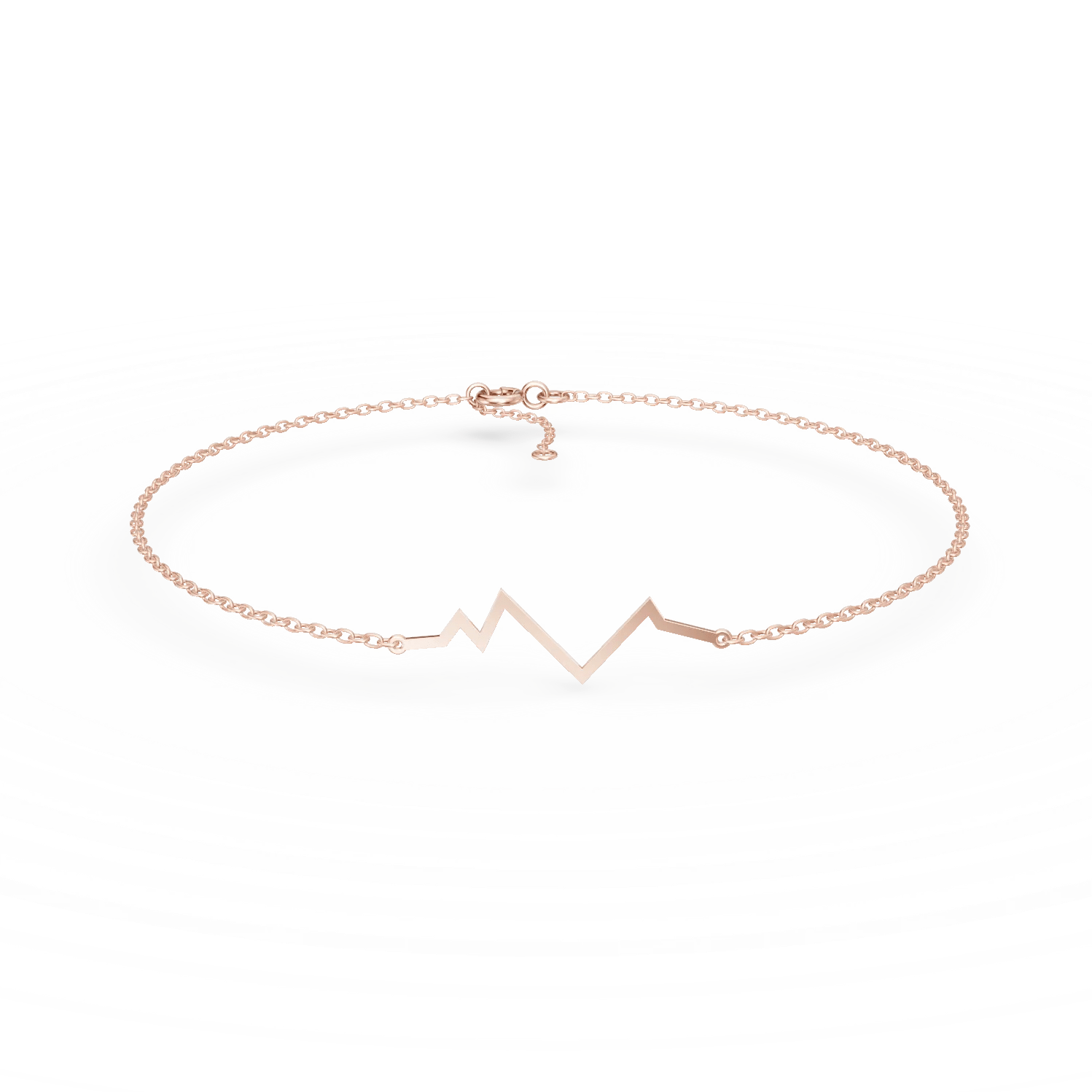 Brățară cu pandantiv în formă de puls al inimii din aur roz Brățară cu pandantiv în formă de puls al inimii din aur roz