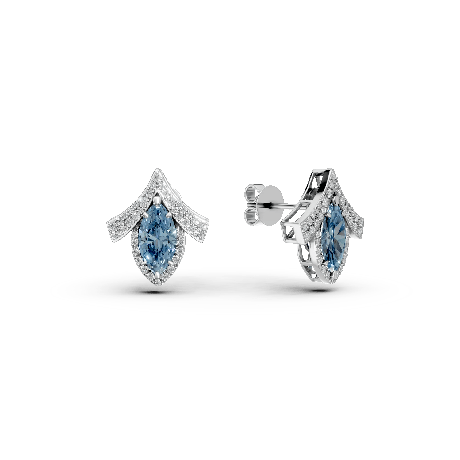 Cercei geometrici din aur alb cu diamante 2.5ct create în laborator Cercei geometrici din aur alb cu diamante 2.5ct create în laborator