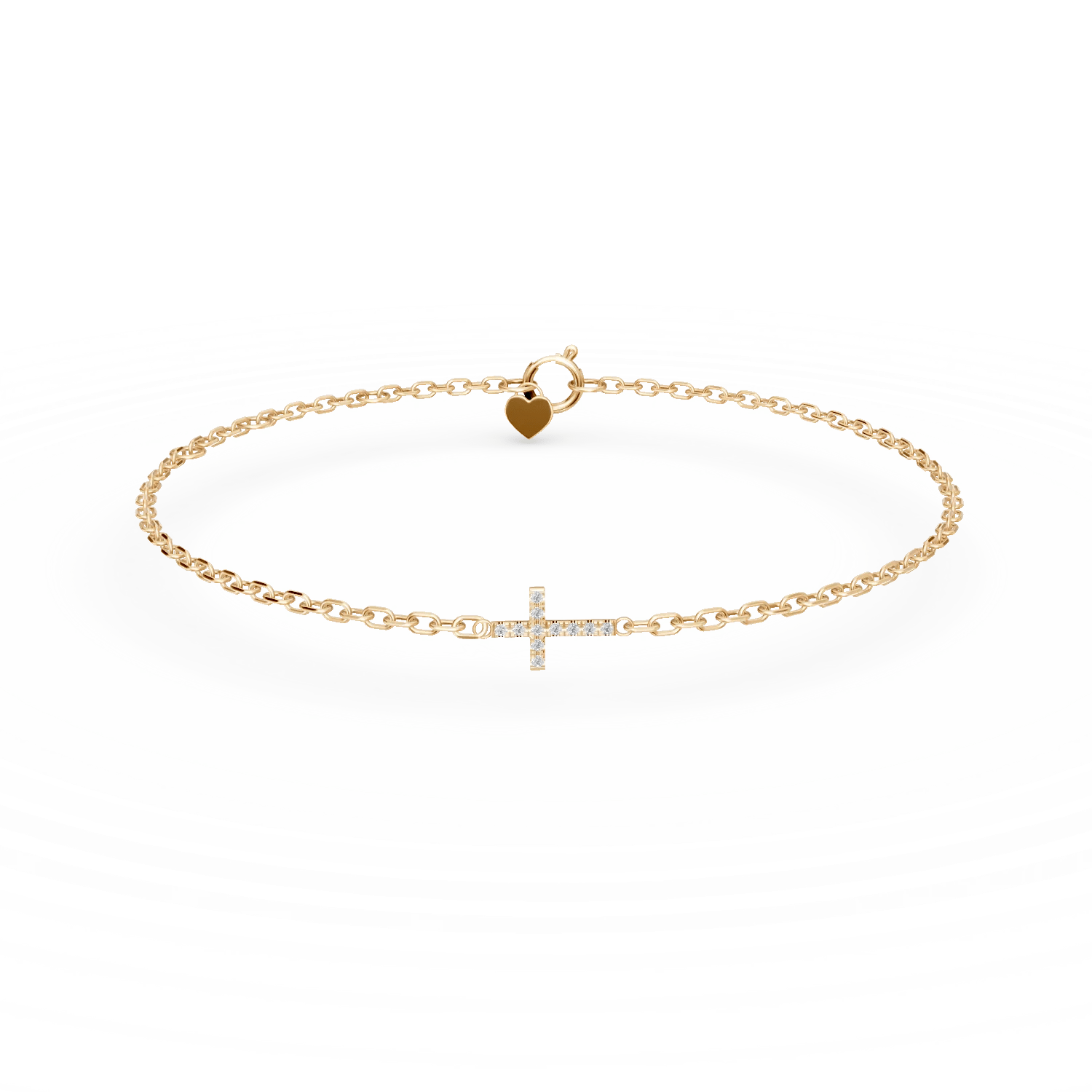 Brățară cu cruce din aur galben și diamante de 0.06ct Brățară cu cruce din aur galben și diamante de 0.06ct