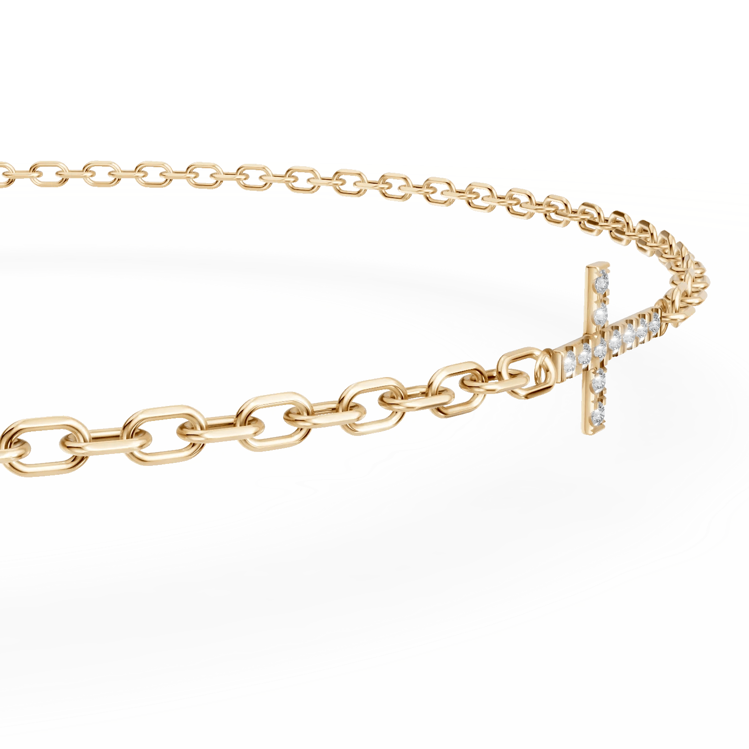 Brățară cu cruce din aur galben și diamante Brățară cu cruce din aur galben și diamante
