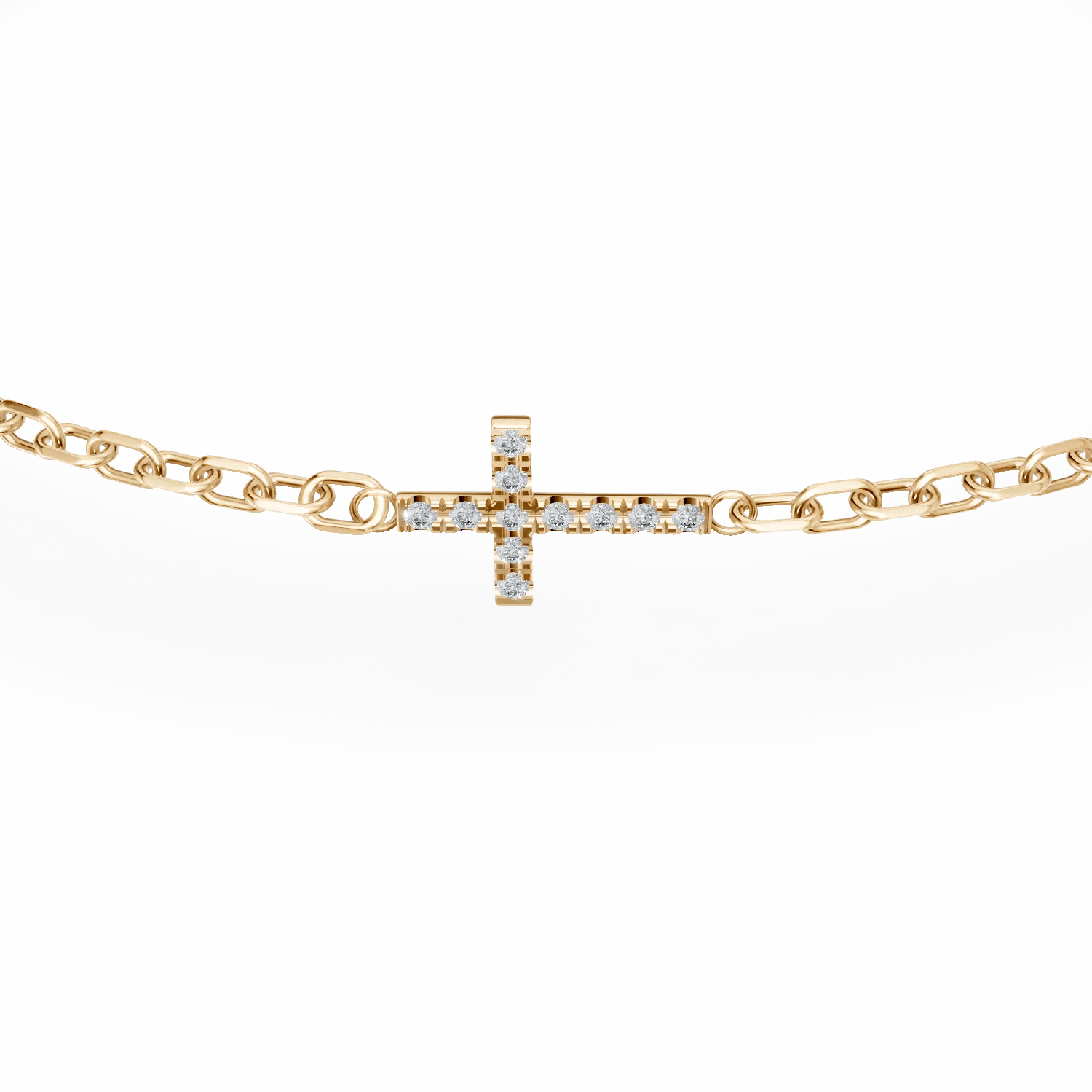 Brățară cu cruce din aur galben și diamante Brățară cu cruce din aur galben și diamante