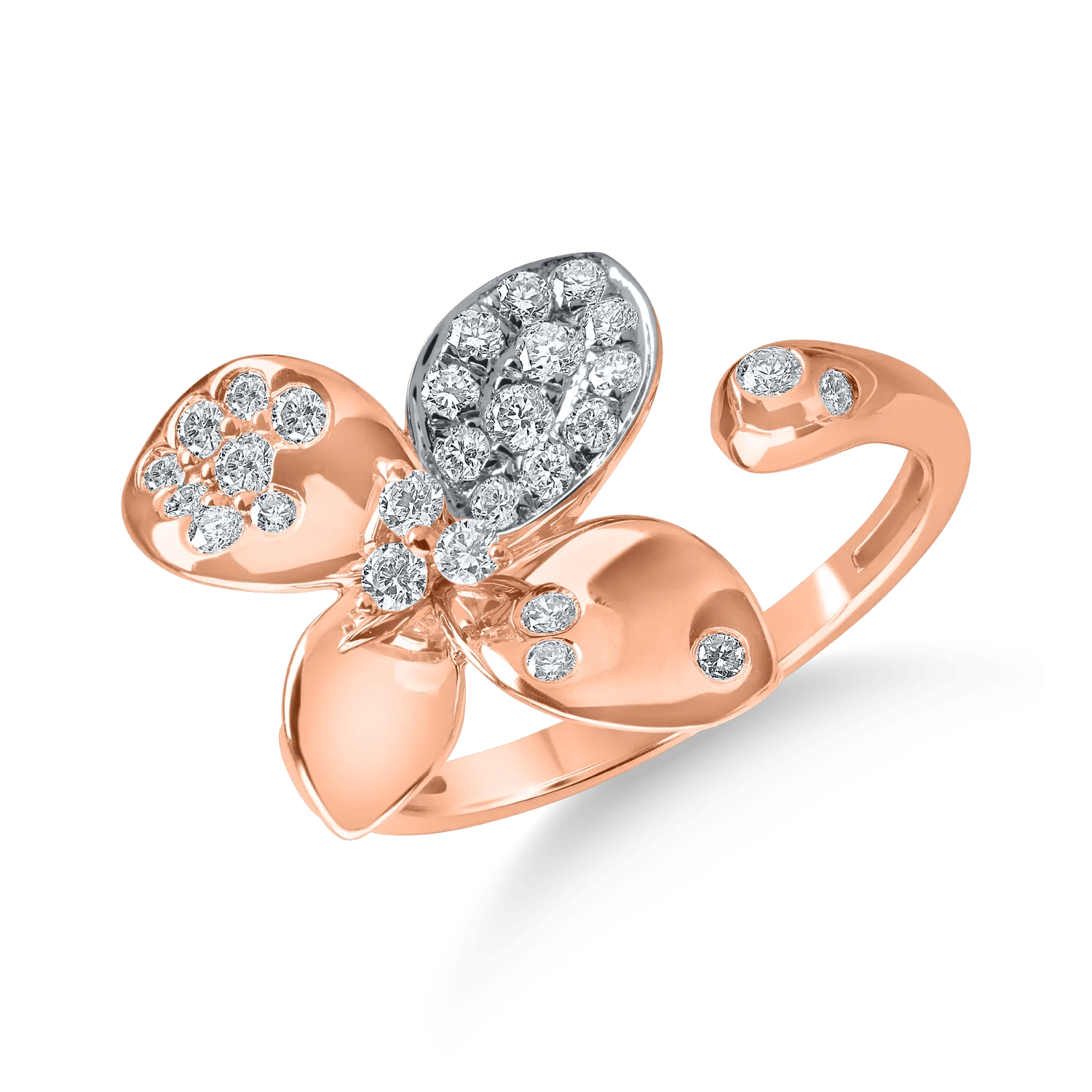 Inel floral din aur roz cu diamante de 0.39ct Inel floral din aur roz cu diamante de 0.39ct